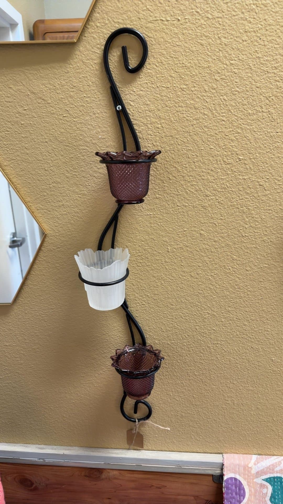 Metal Wall Hanging with Glass Holders