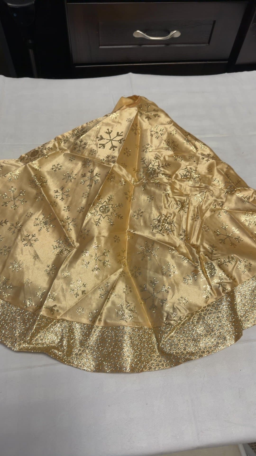 Gold Snowflake Christmas Tree Skirt - Image 1