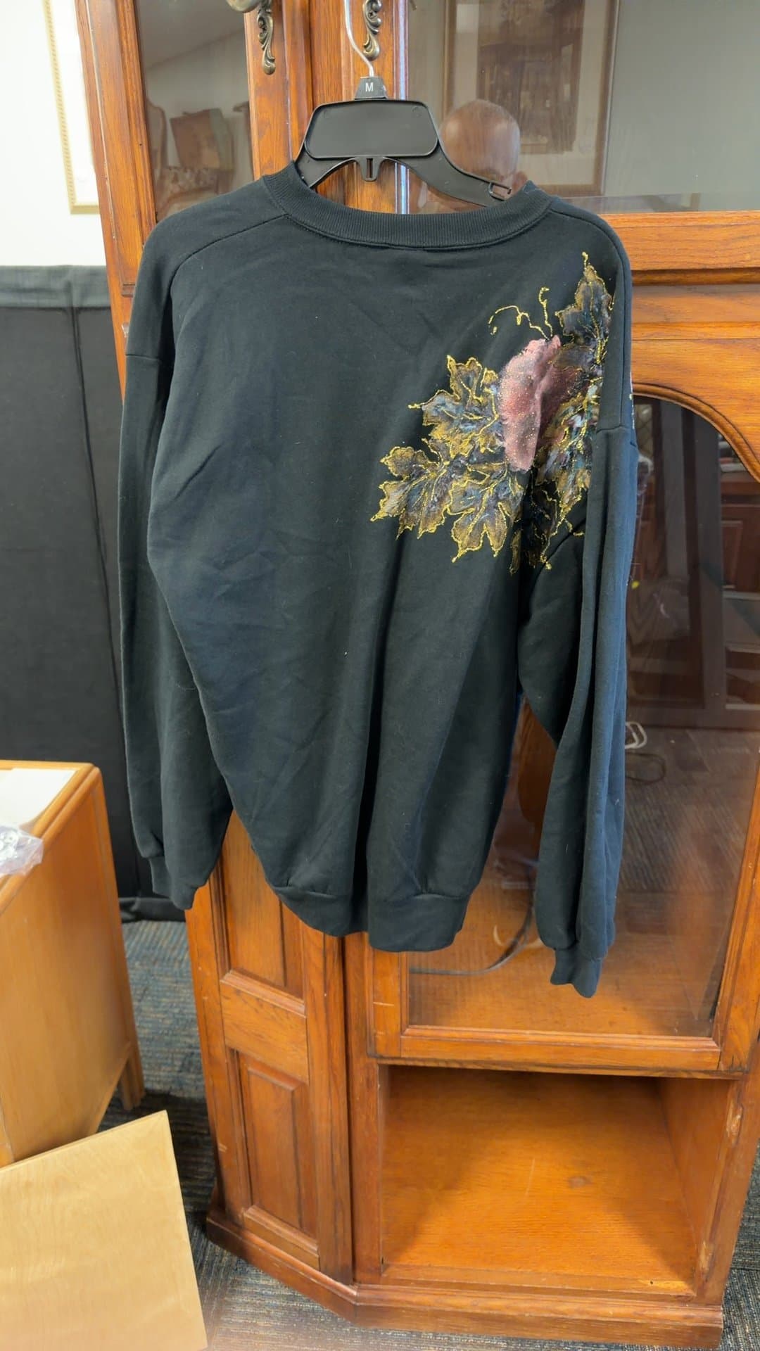 Black Floral Embroidered Sweatshirt - Image 1
