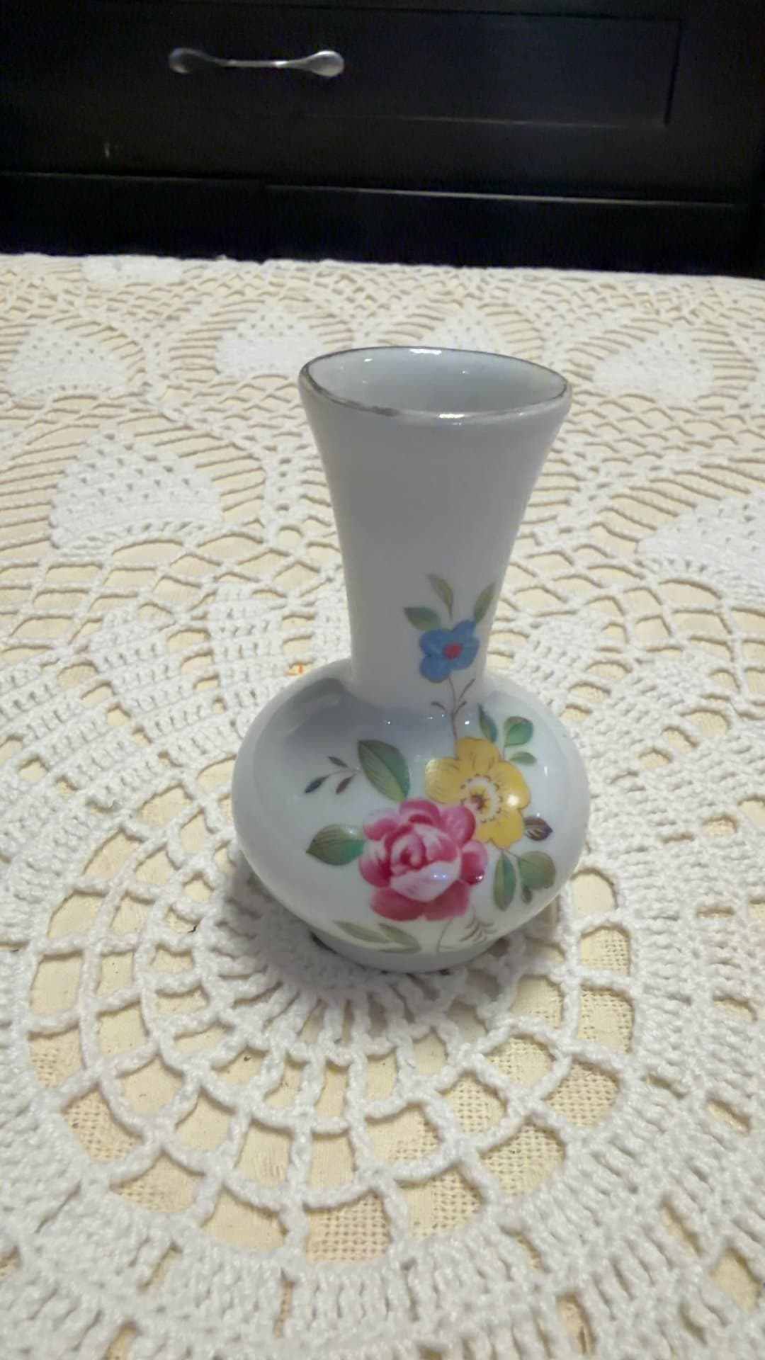 Vintage Decorative Porcelain Floral Bud Vase - Image 1