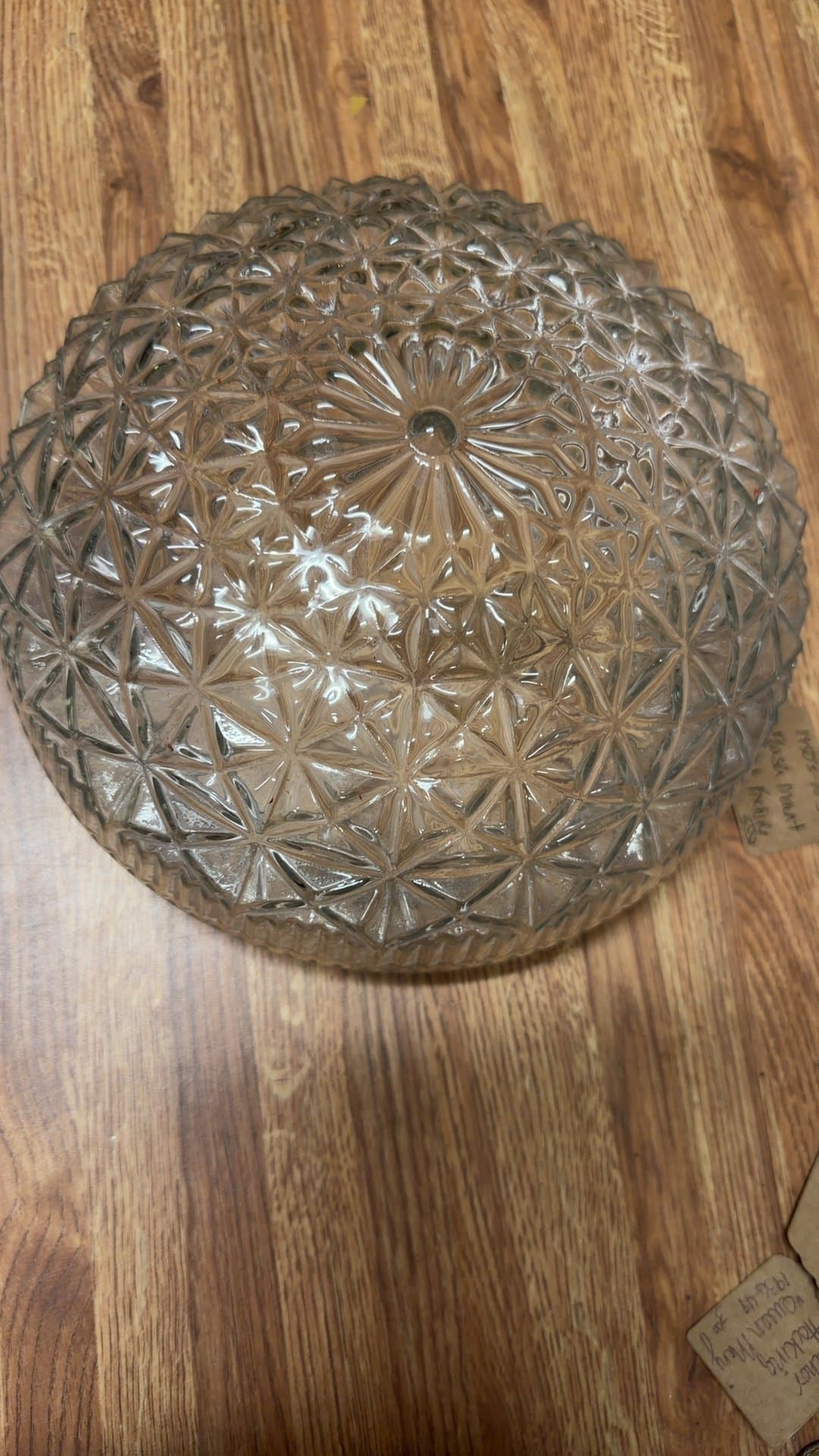 Vintage 1950s-70s Flush Mount Glass Light Fixture - Image 1