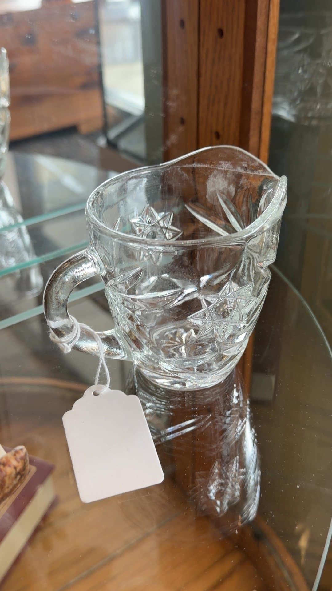 Vintage Anchor Hocking Early American Prescut Glass Starmilk Creamer Pitcher - Image 1