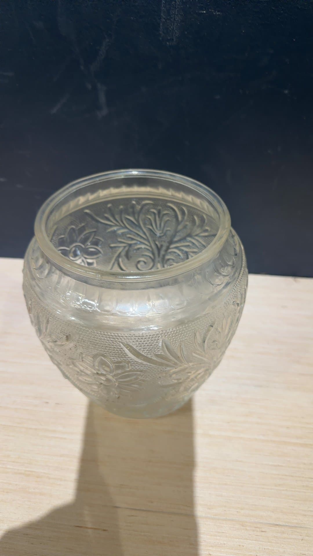 Vintage Clear Embossed Floral Glass Rose Bowl - Image 1
