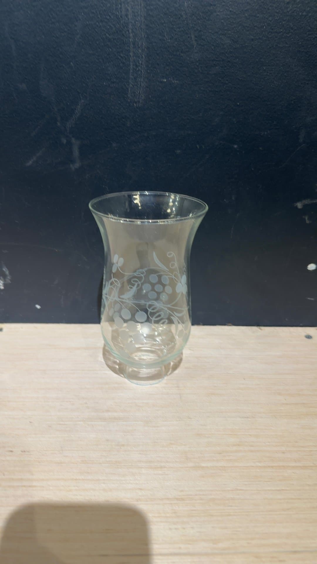 Etched Clear Glass Grape Pattern Hurricane Shade - Image 1