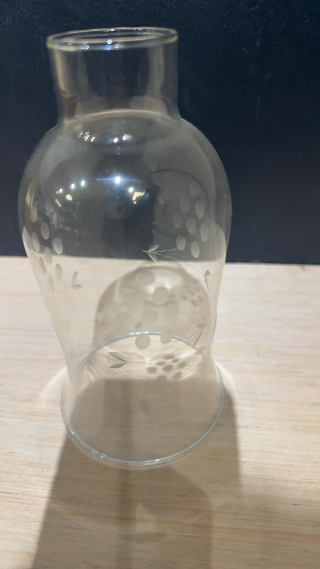 Vintage Etched Glass Hurricane Candle Shade - Image 1