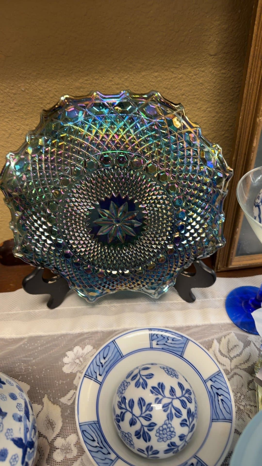 Iridescent Carnival Glass Bowl - Image 1