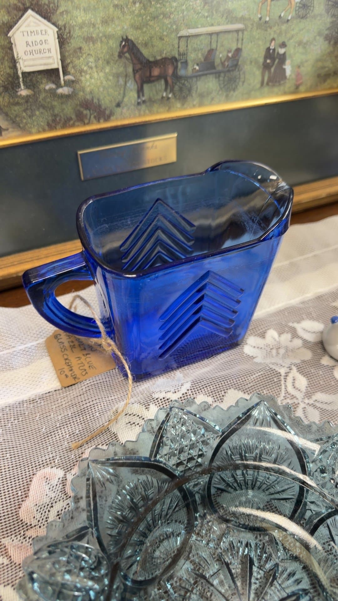 Vintage Cobalt Blue Hazel Atlas Glass Creamer - Image 1
