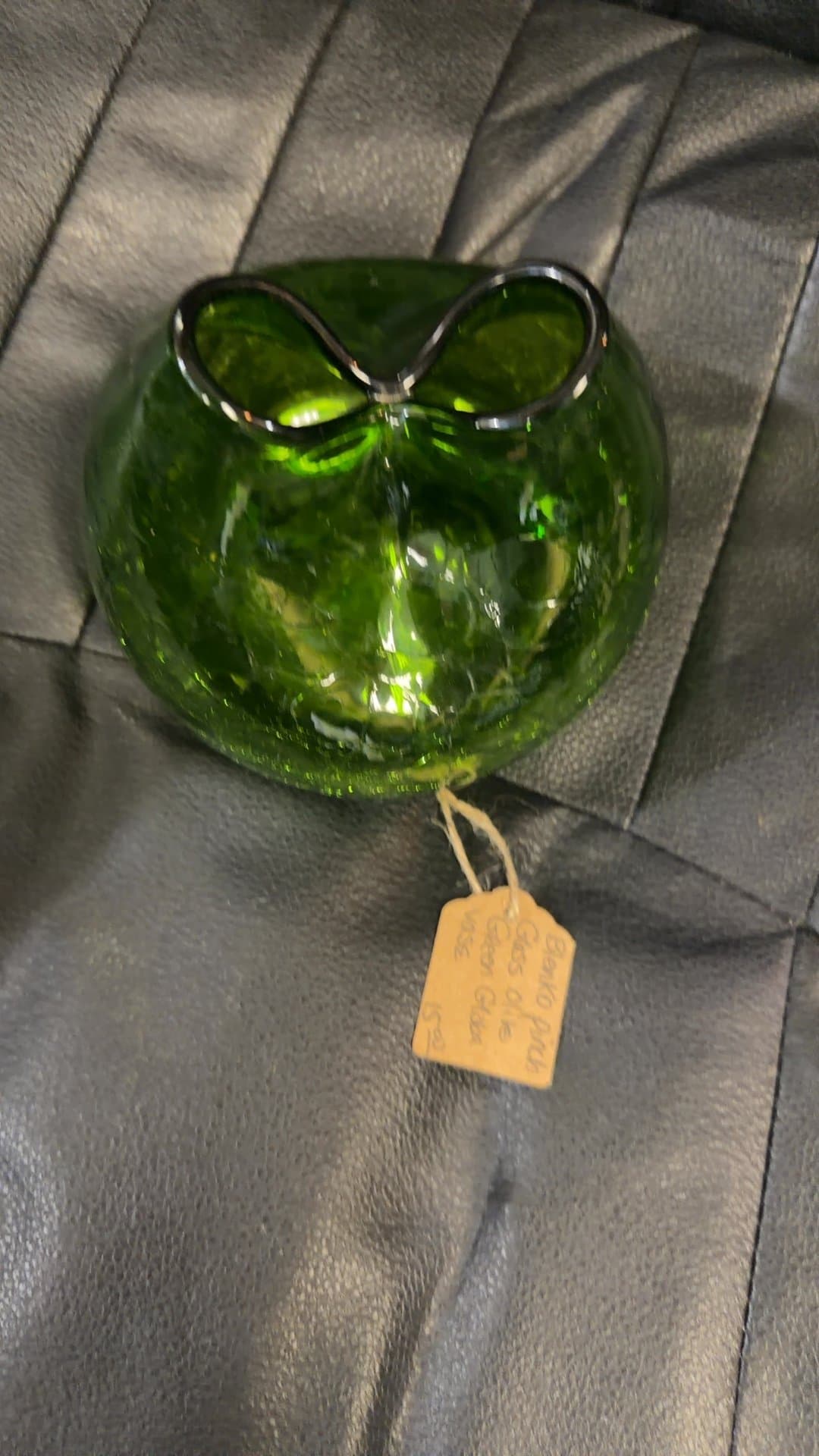 Blown Glass Green Apple Vase - Image 1