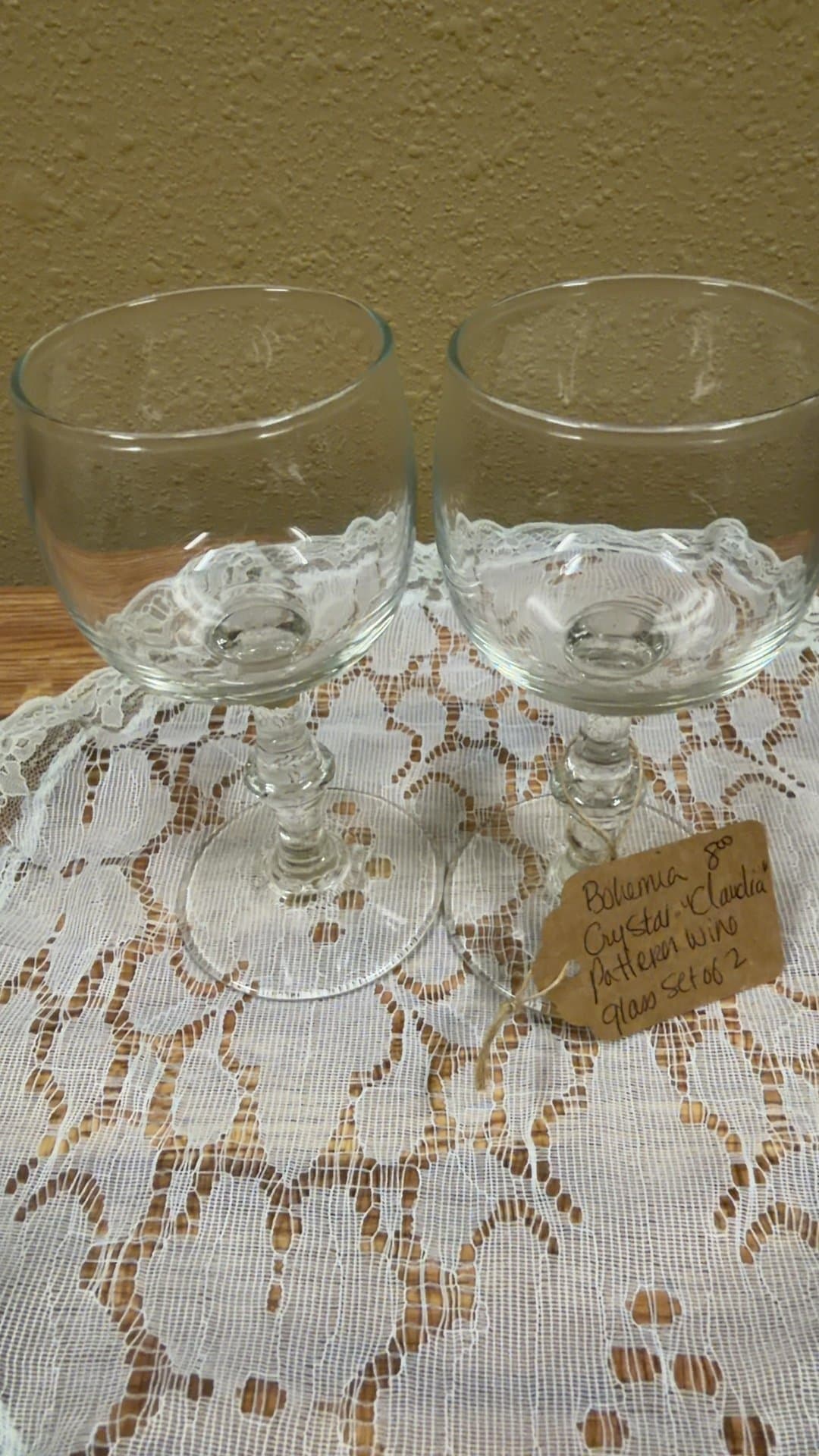 Bohemia Crystal 'Claudia' Pattern Wine Glass Set of 2 - Image 1