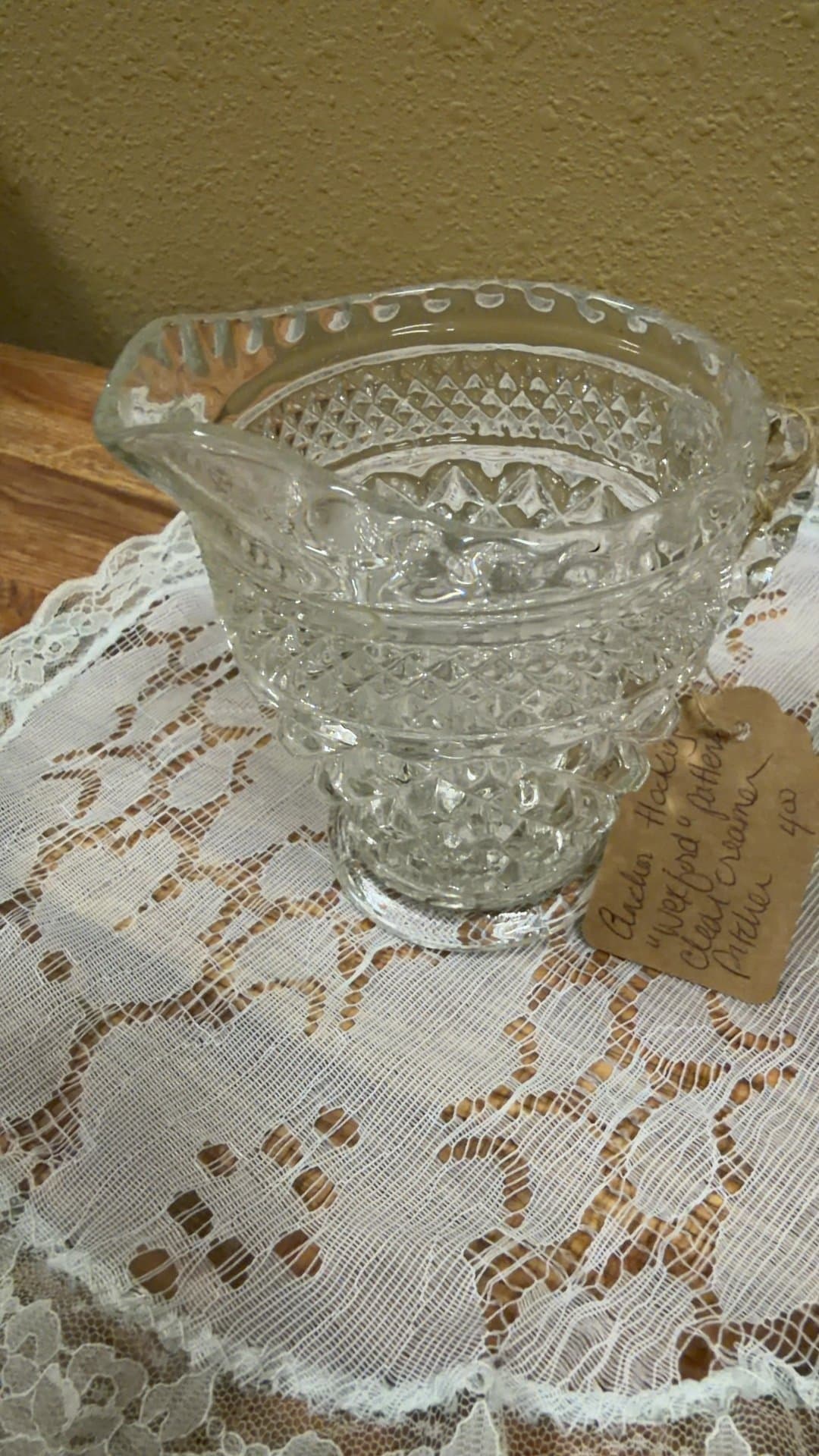 Anchor Hocking Wexford Pattern Clear Creamer Pitcher - Image 1