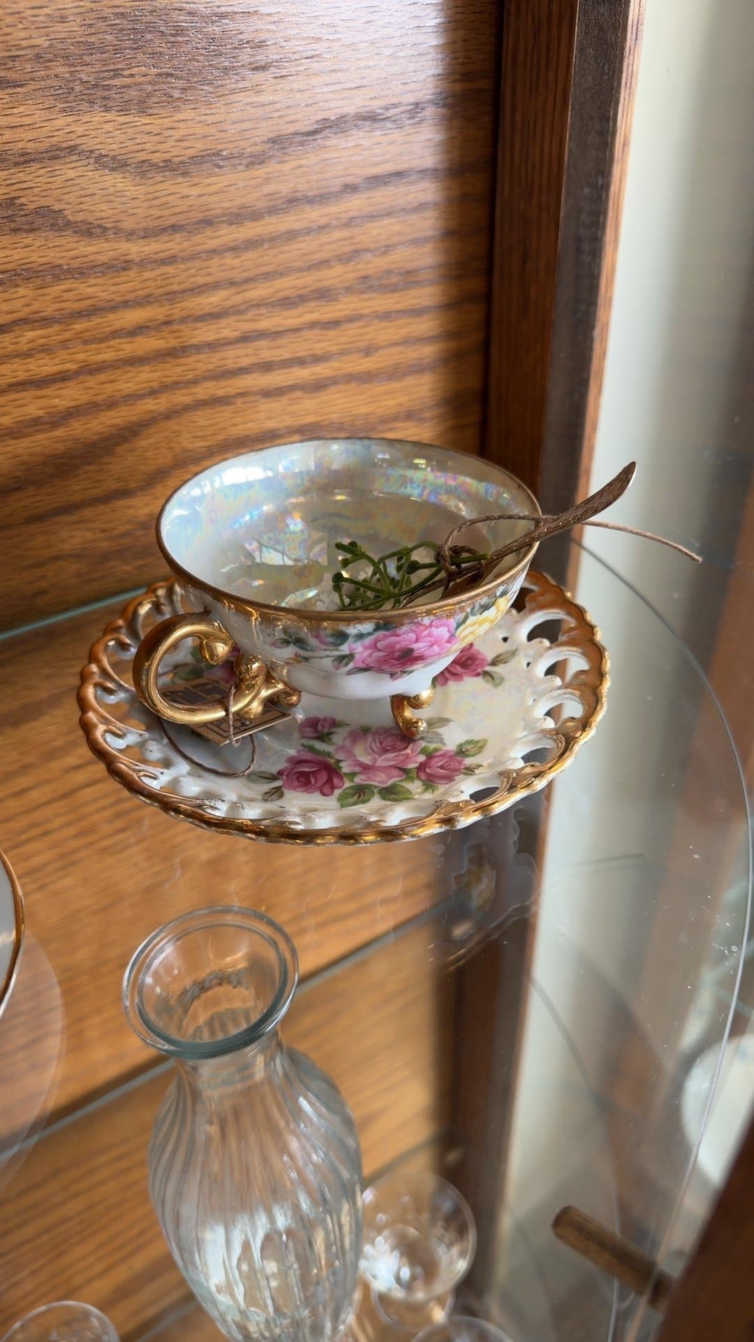 Vintage Opalescent Teacup and Saucer - Image 1