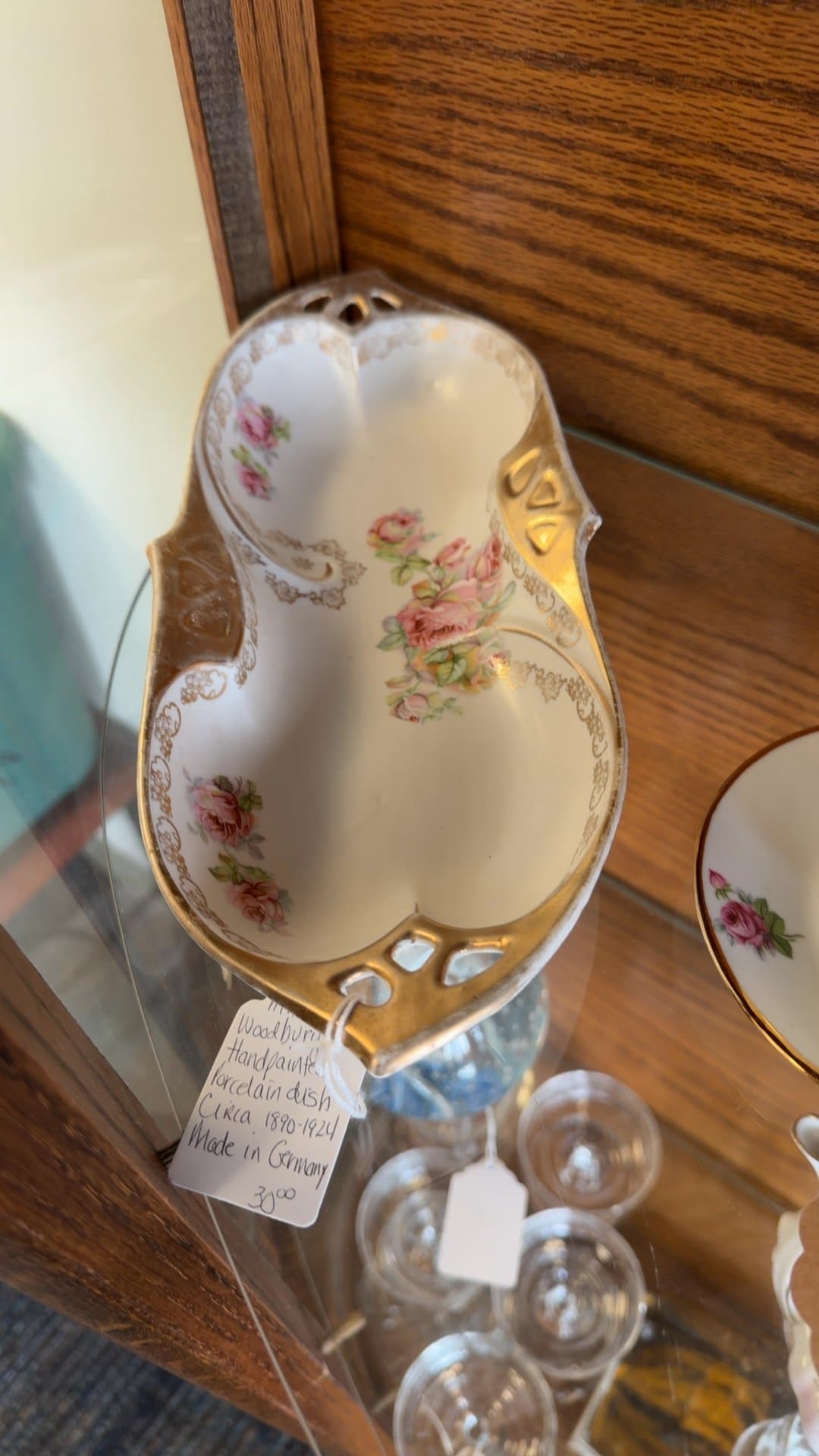 Antique Handpainted Porcelain Dish - Image 1