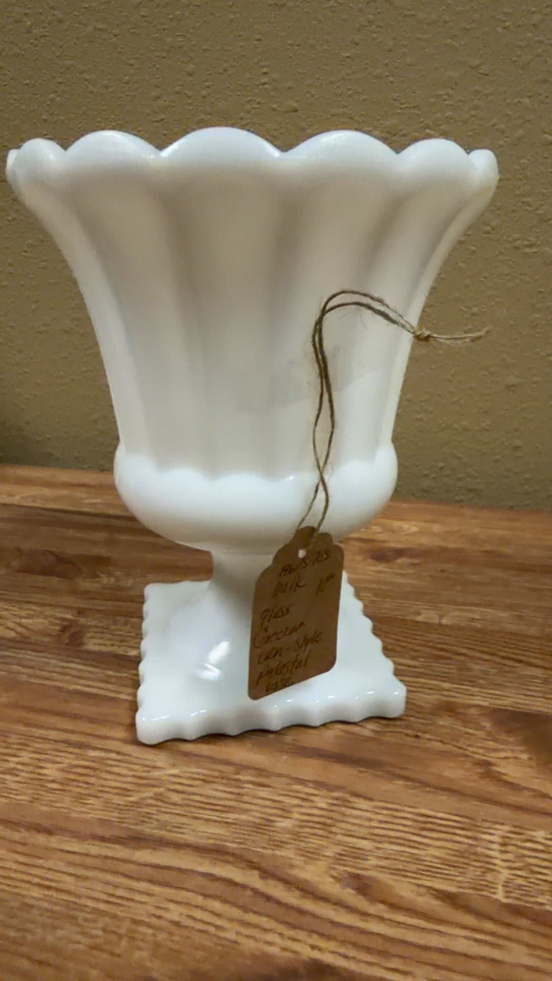 1960s-70s Milk Glass Grecian Urn-Style Pedestal Vase - Image 1