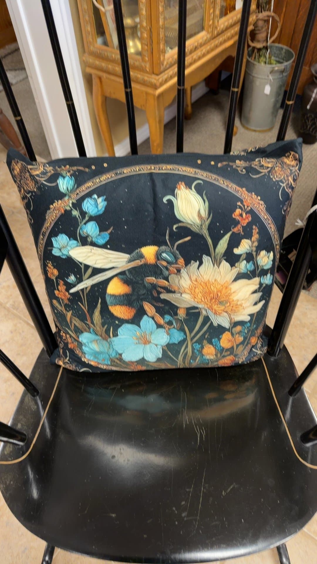 Floral Bee Decorative Pillow - Image 1
