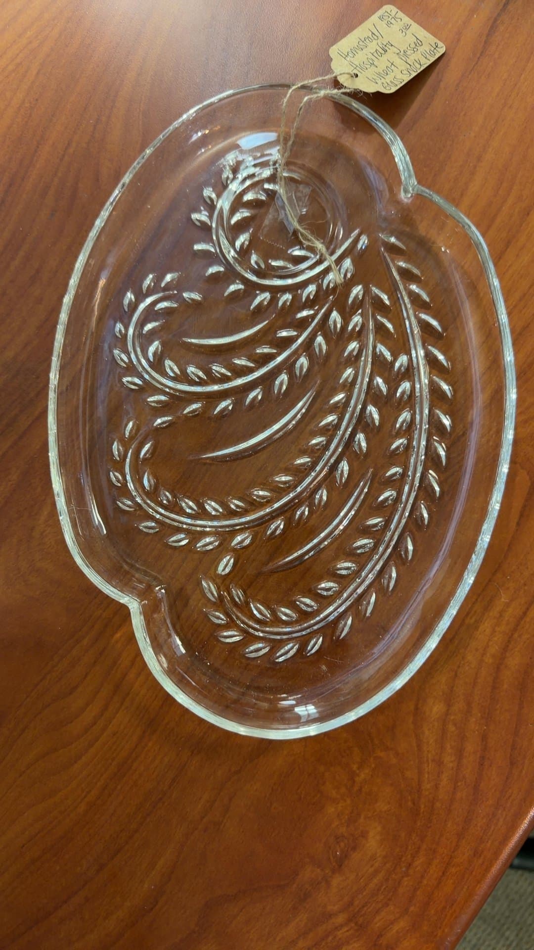 Vintage Glass Leaf-Shaped Serving Plate - Image 1