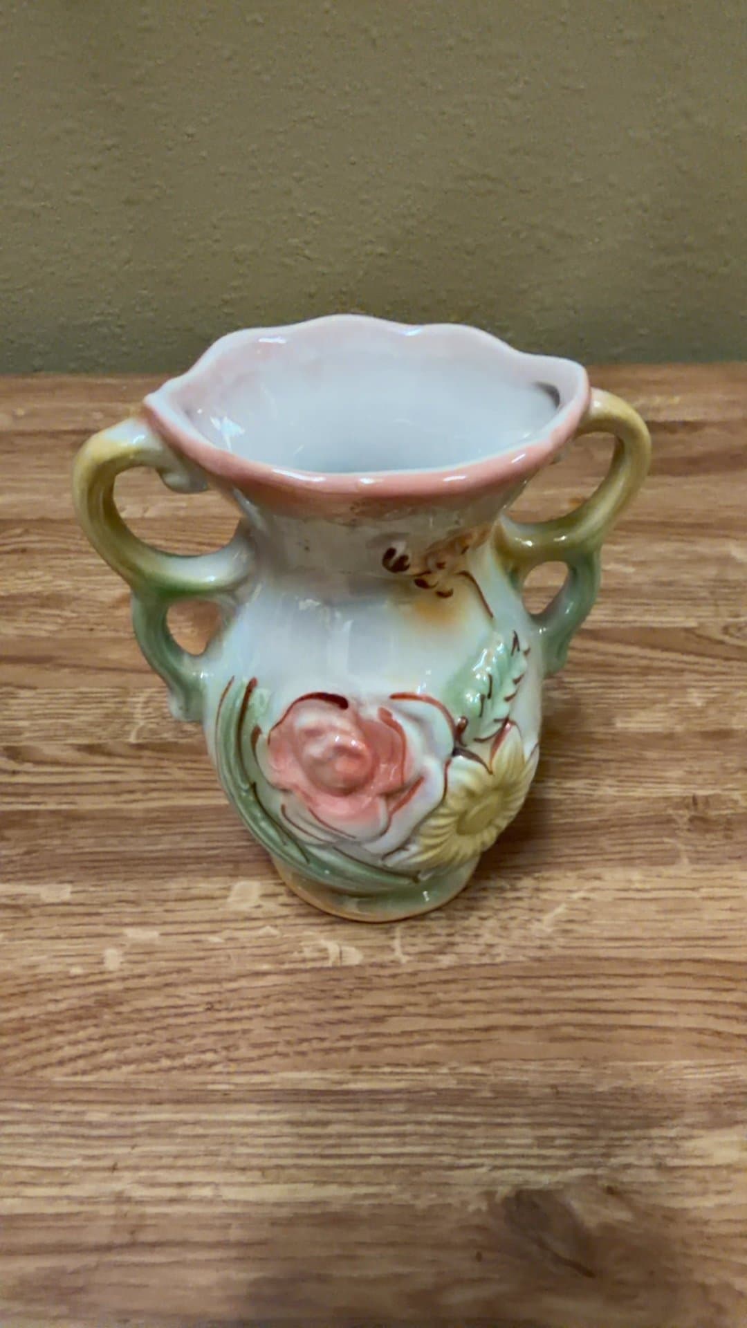 Vintage Floral Ceramic Vase - Image 1