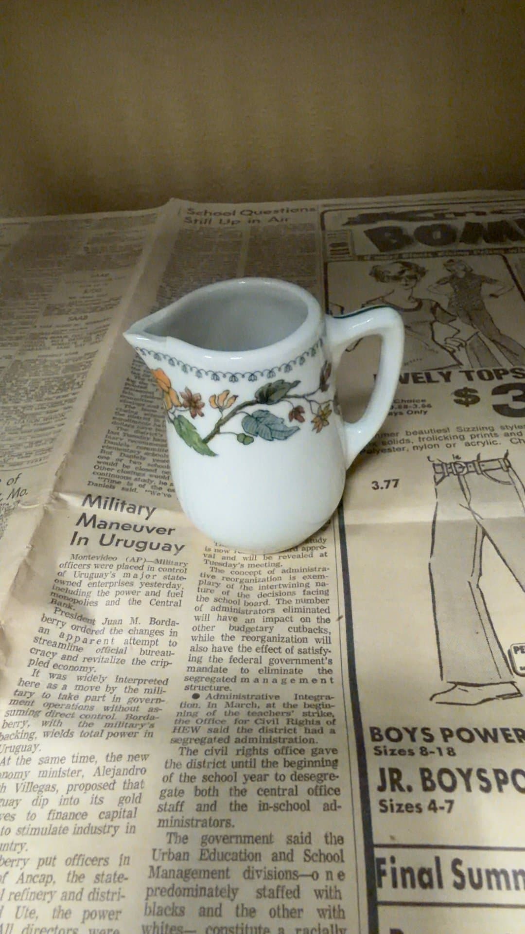 Vintage Floral Ceramic Creamer - Image 1
