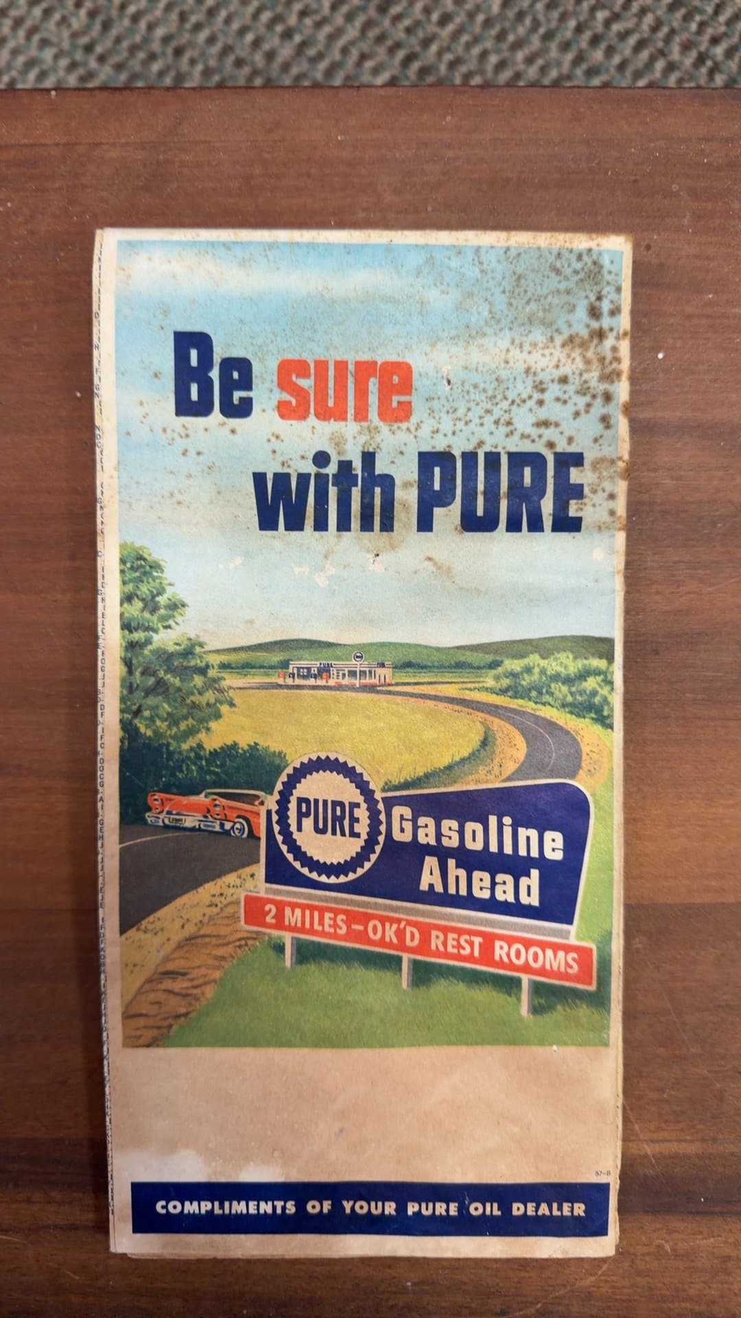 Vintage Pure Oil Gasoline Road Map - Image 1