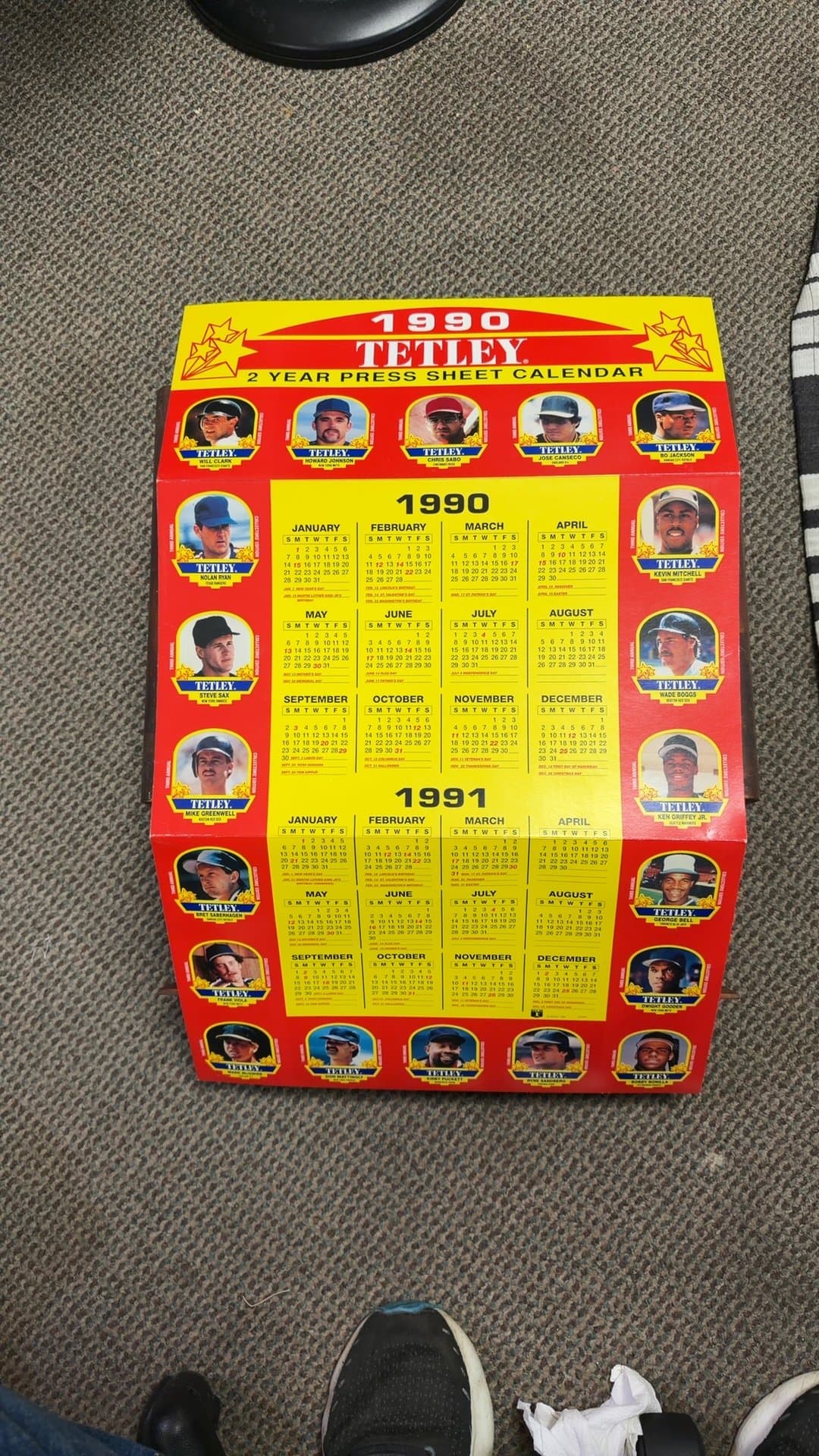 1990 Tetley Baseball Calendar - Image 1