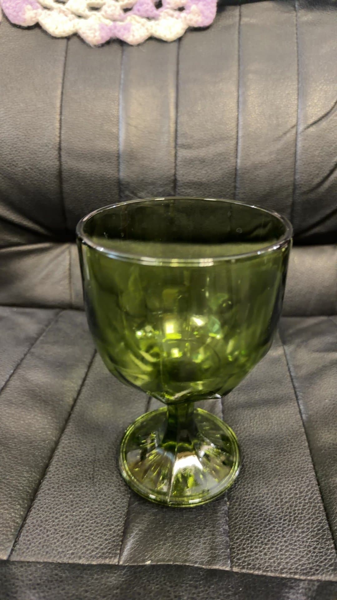 Avocado Green Glass Goblet - Image 1