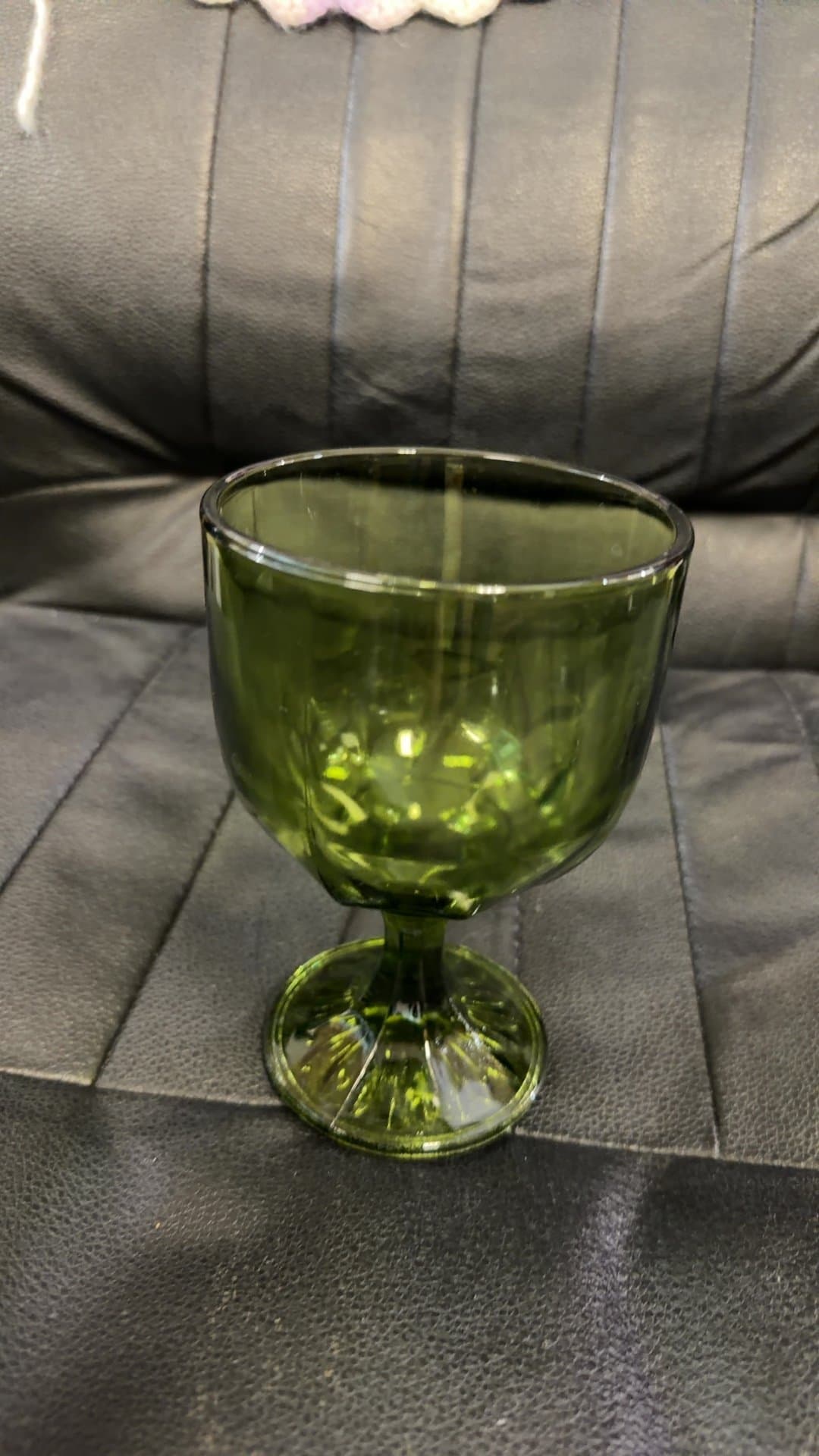 Avocado Green Glass Goblet - Image 1