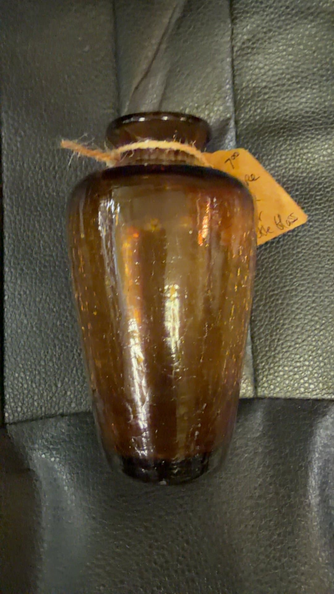 Miniature Amber Crackle Glass Vase - Image 1