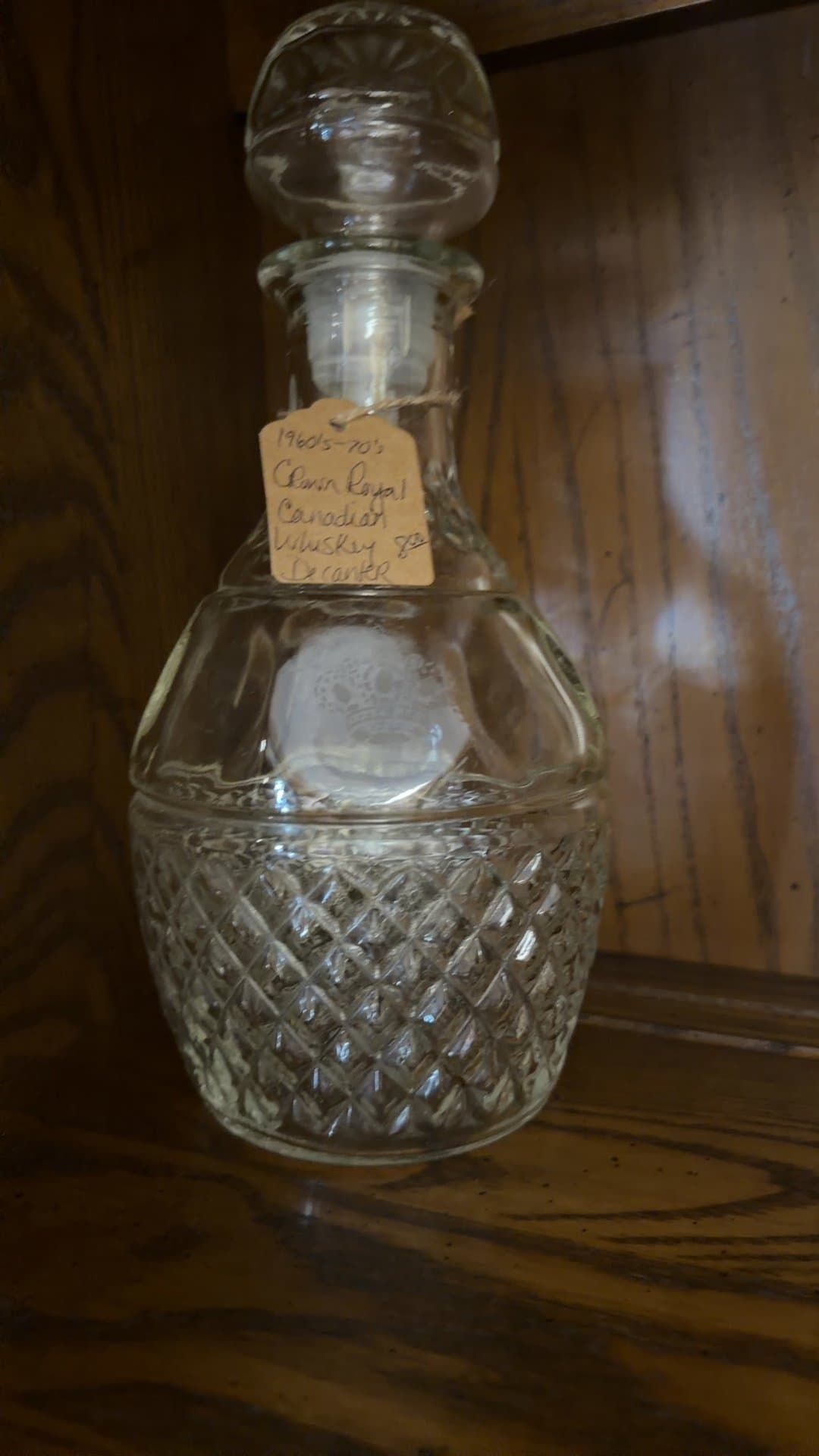 1960s-70s Crown Royal Canadian Whiskey Decanter - Image 1