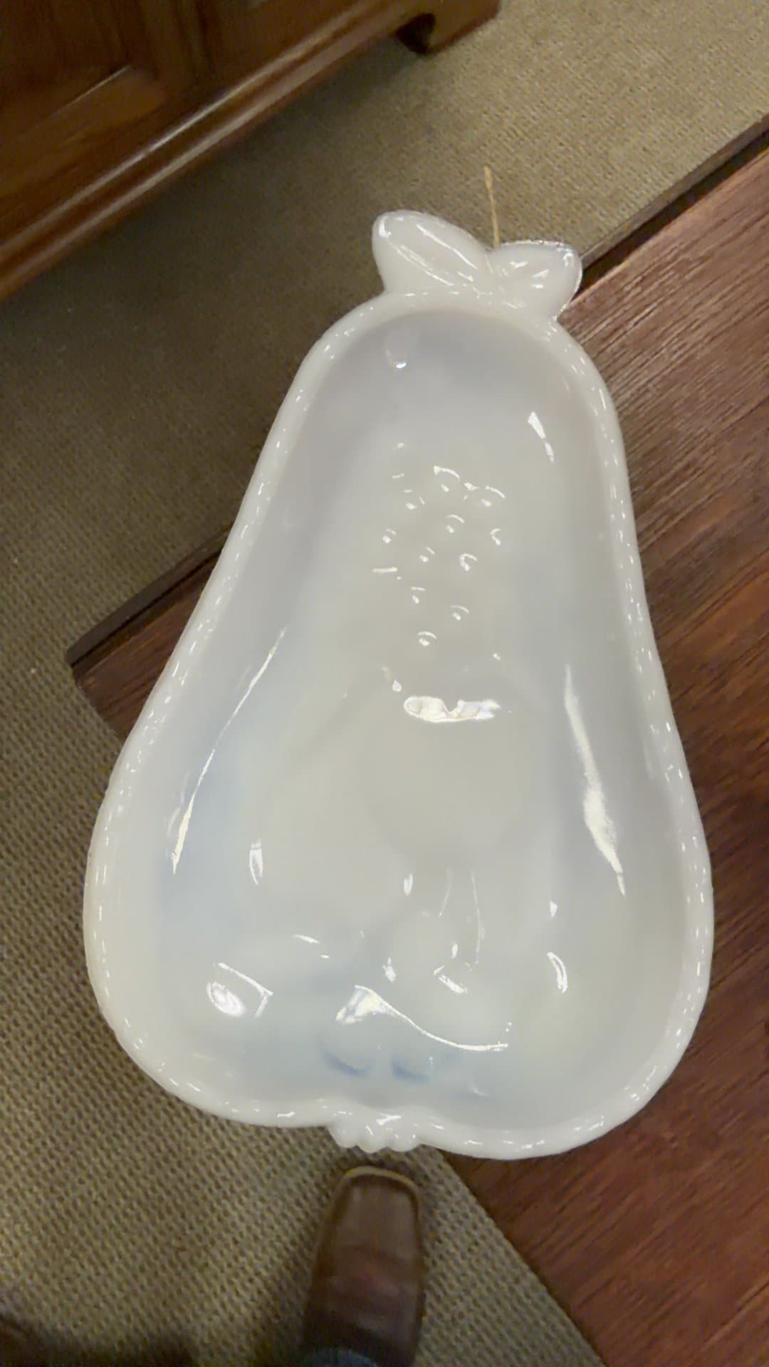 Hazel-Atlas Milk Glass Pear Dish - Image 1