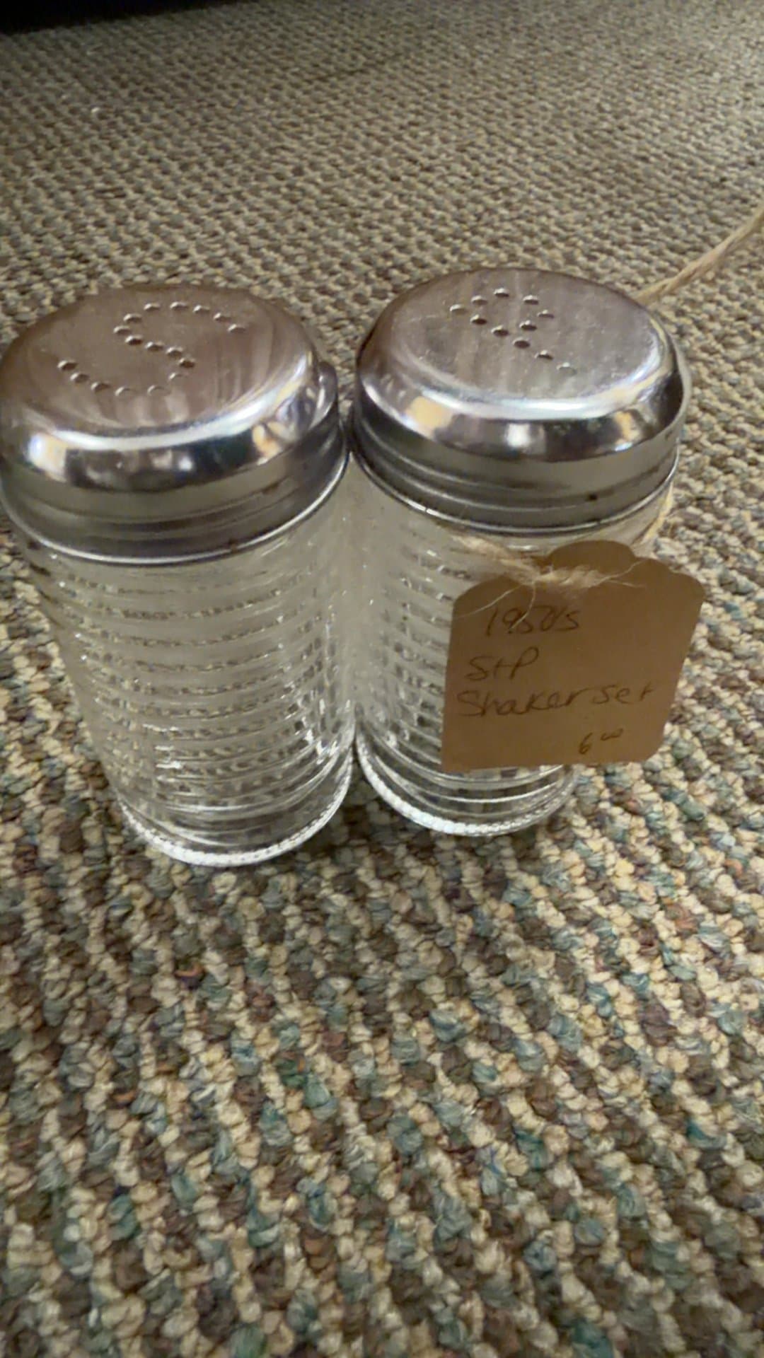 1950s Glass and Metal Salt and Pepper Shaker Set - Image 1