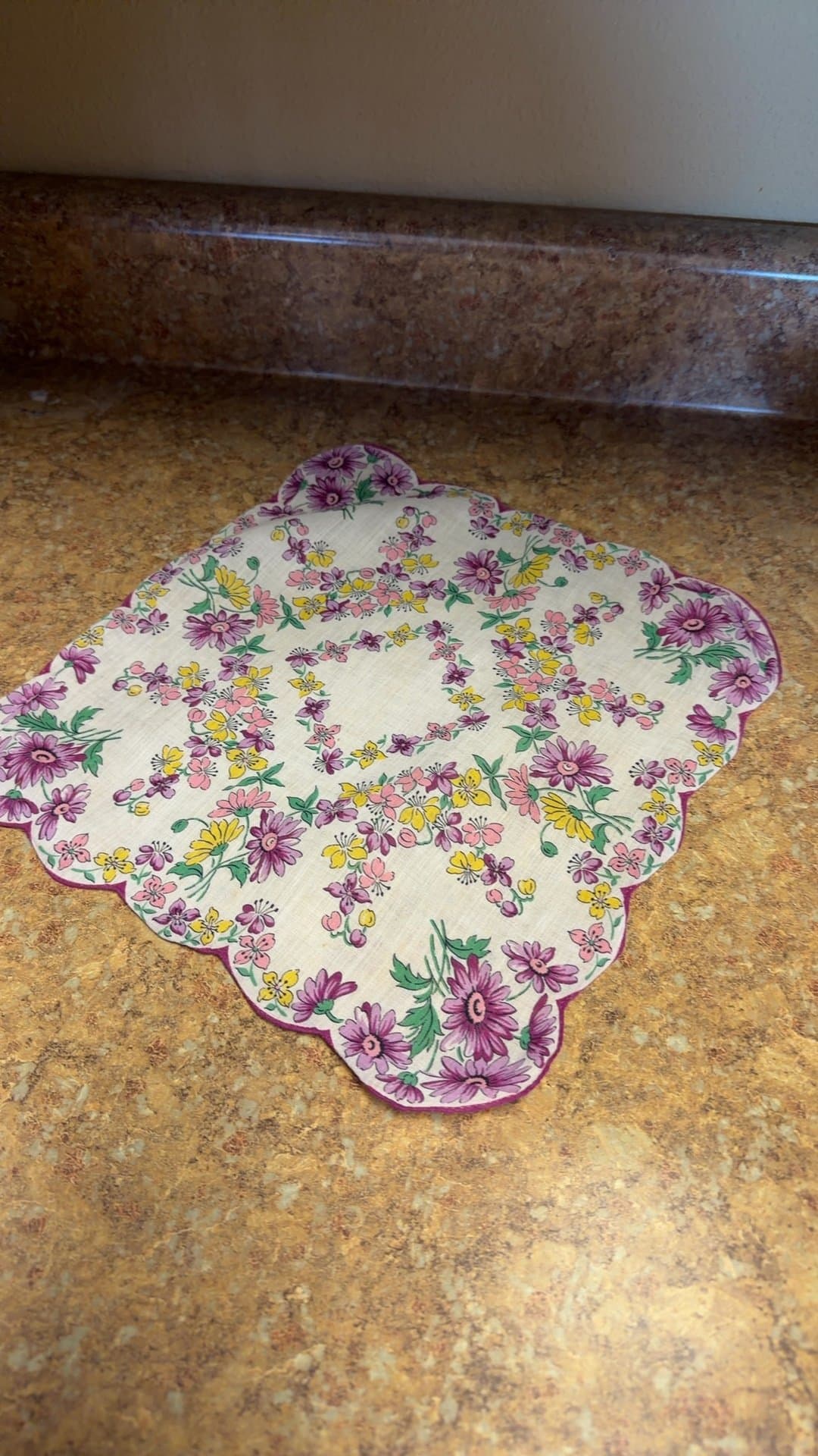 Floral Patterned Vintage Handkerchief - Image 1