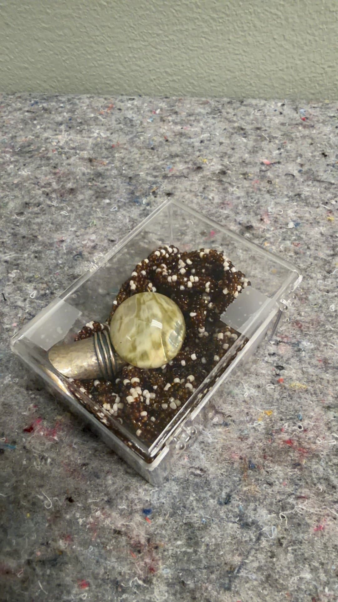 Decorative Beaded Box with Stone Accent - Image 1