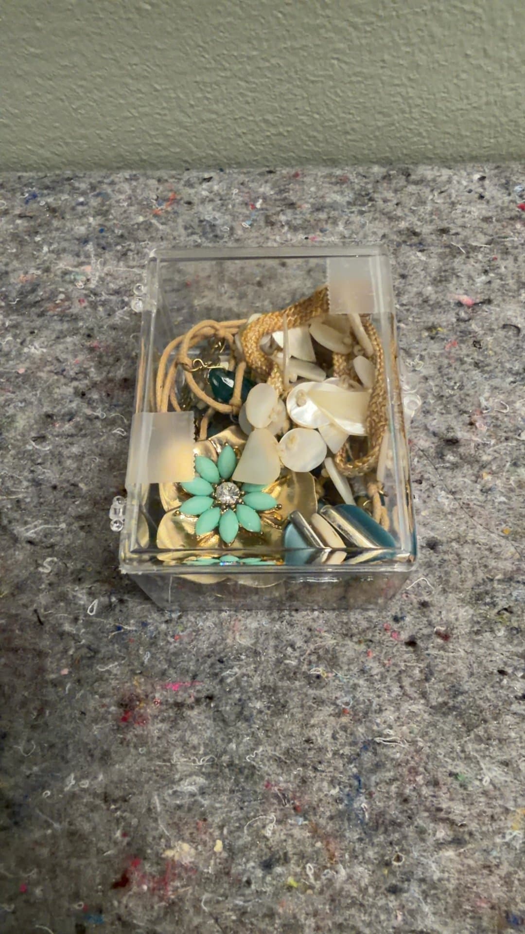 Assorted Costume Jewelry in Clear Plastic Box - Image 1