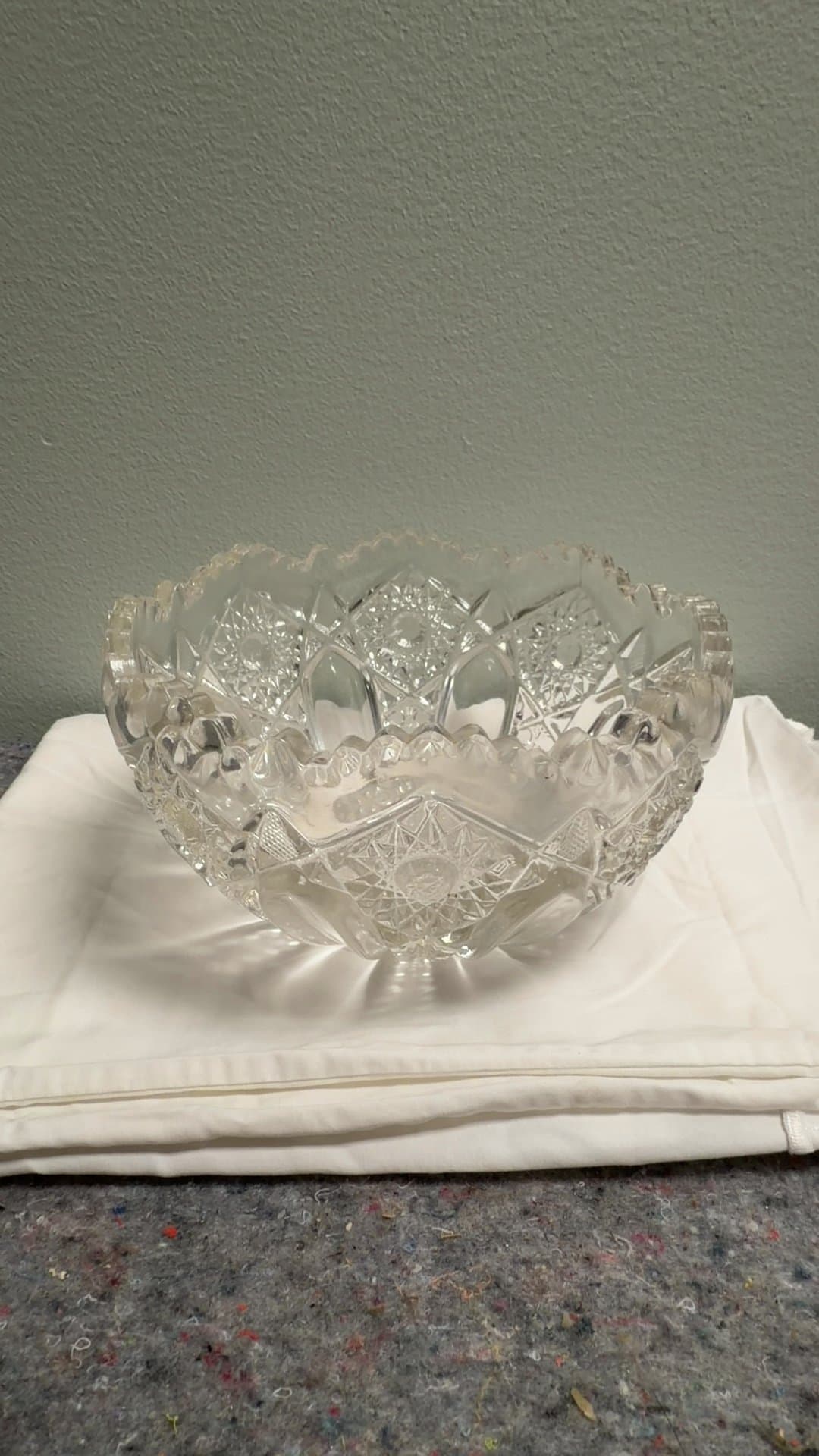 Vintage Cut Glass Crystal Bowl - Image 1