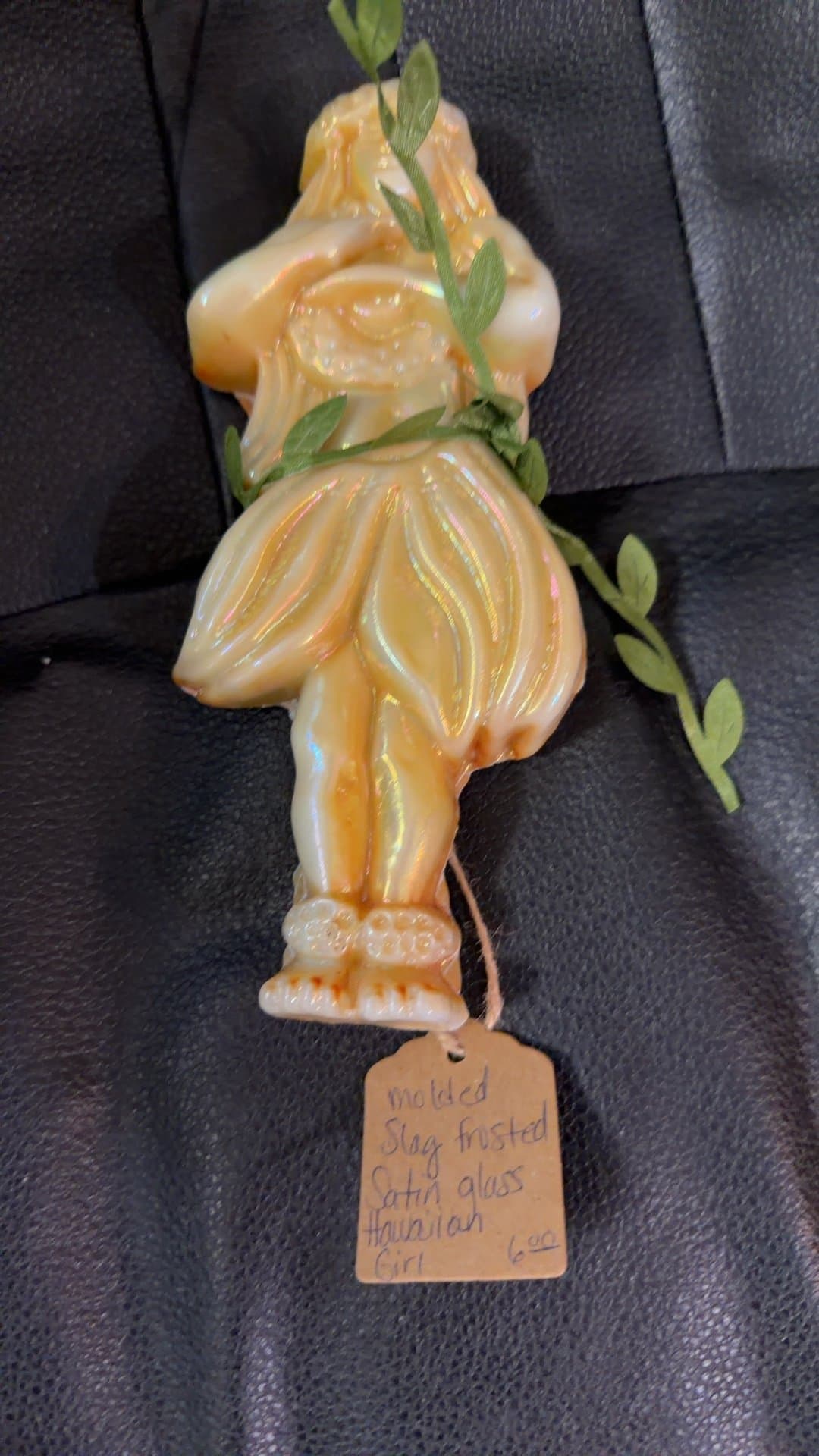Molded Slag Frosted Satin Glass Hawaiian Girl Figurine - Image 1