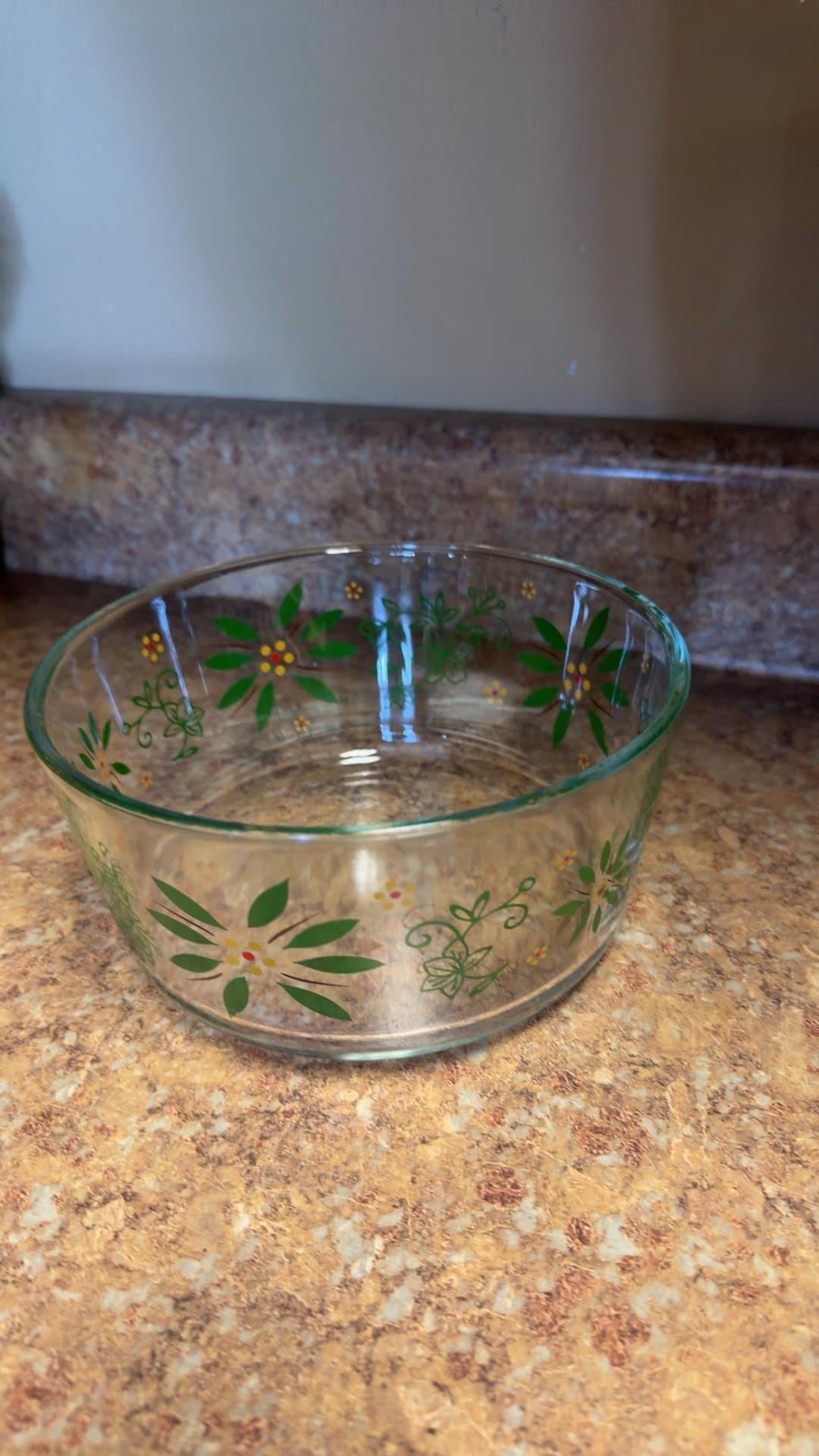 Vintage Glass Bowl with Floral Design - Image 1