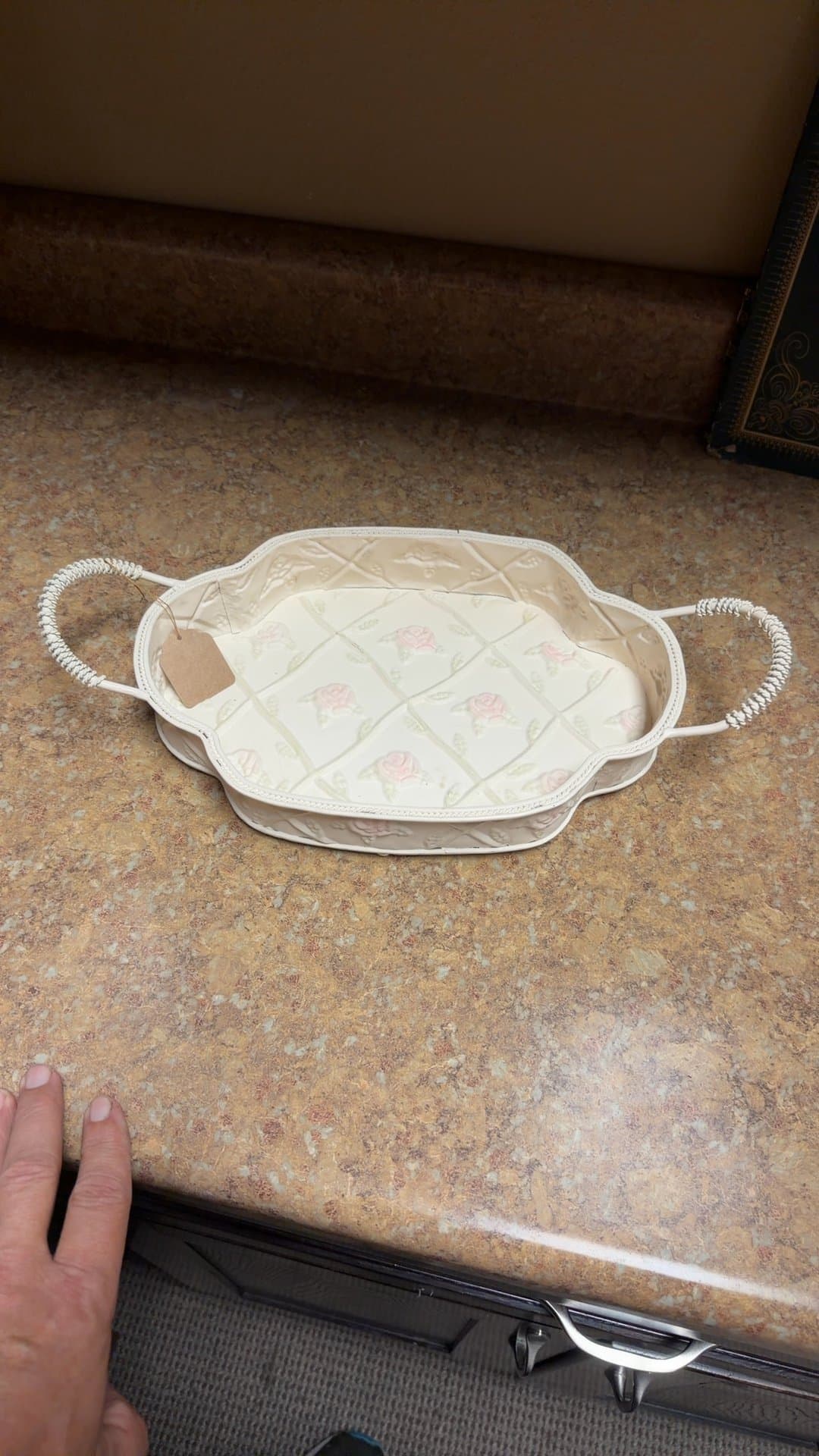 Decorative Metal Tray with Handles - Image 1