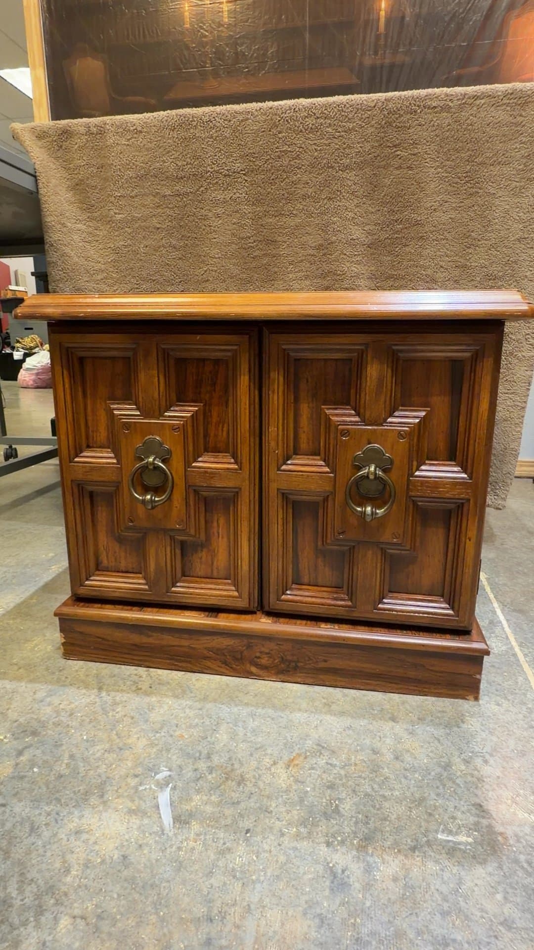 Vintage Brutalist Style Wooden Accent Cabinet - Image 1