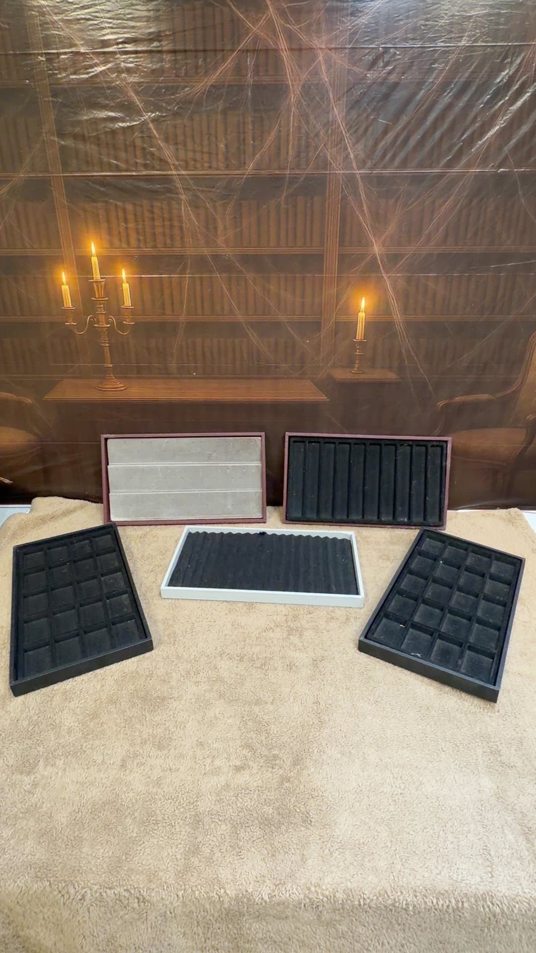 Set of 5 Velvet Jewelry Display Trays - Image 1
