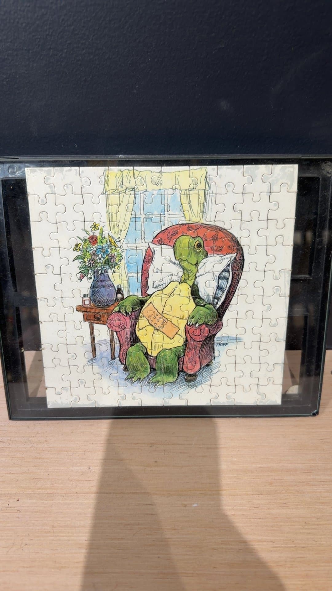 Framed Vintage Tripp Turtle Mini Jigsaw Puzzle in Plastic Display Frame - Image 1