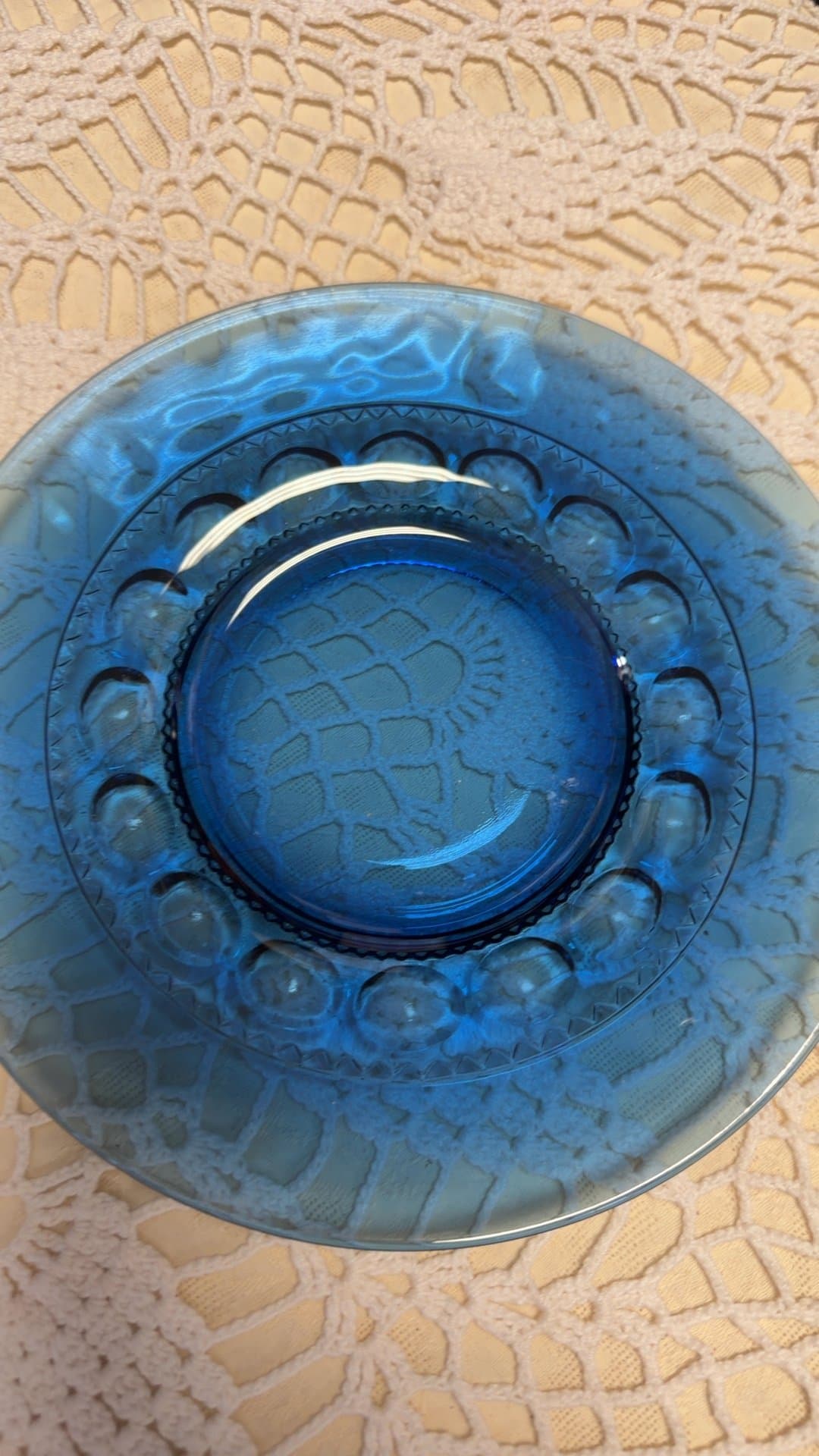 Vintage Cobalt Blue King's Crown Glass Saucer Plate - Image 1