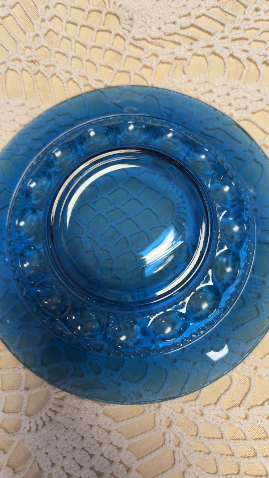 Vintage Cobalt Blue King's Crown Pattern Saucer Plate - Image 1