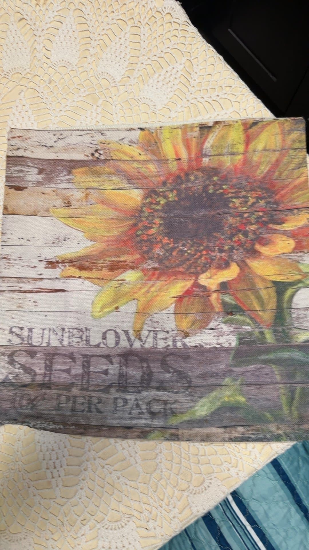 Sunflower Seeds Vintage Style Throw Pillow - Image 1