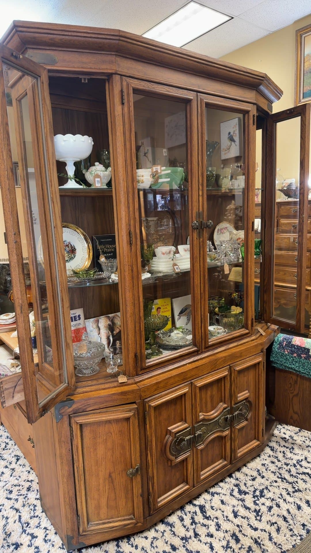 Vintage Wooden China Cabinet - Image 1