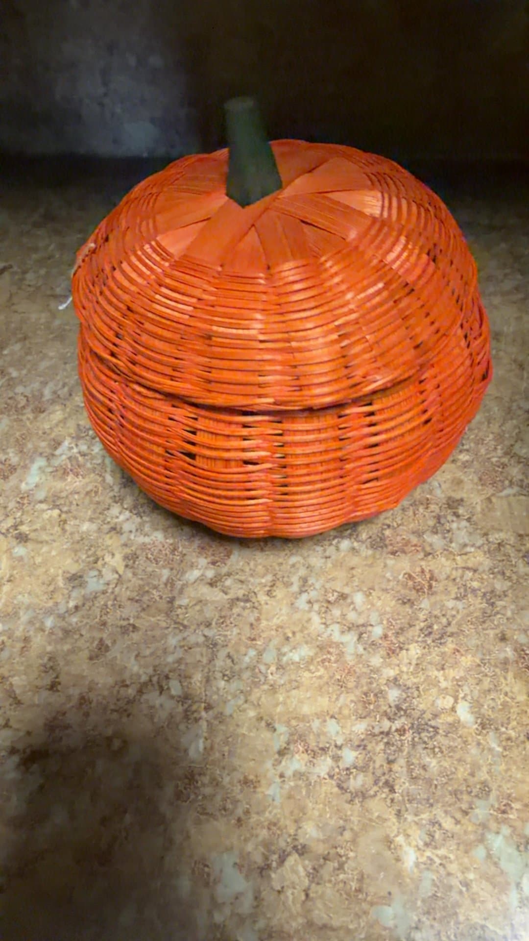 Woven Pumpkin-Shaped Basket - Image 1