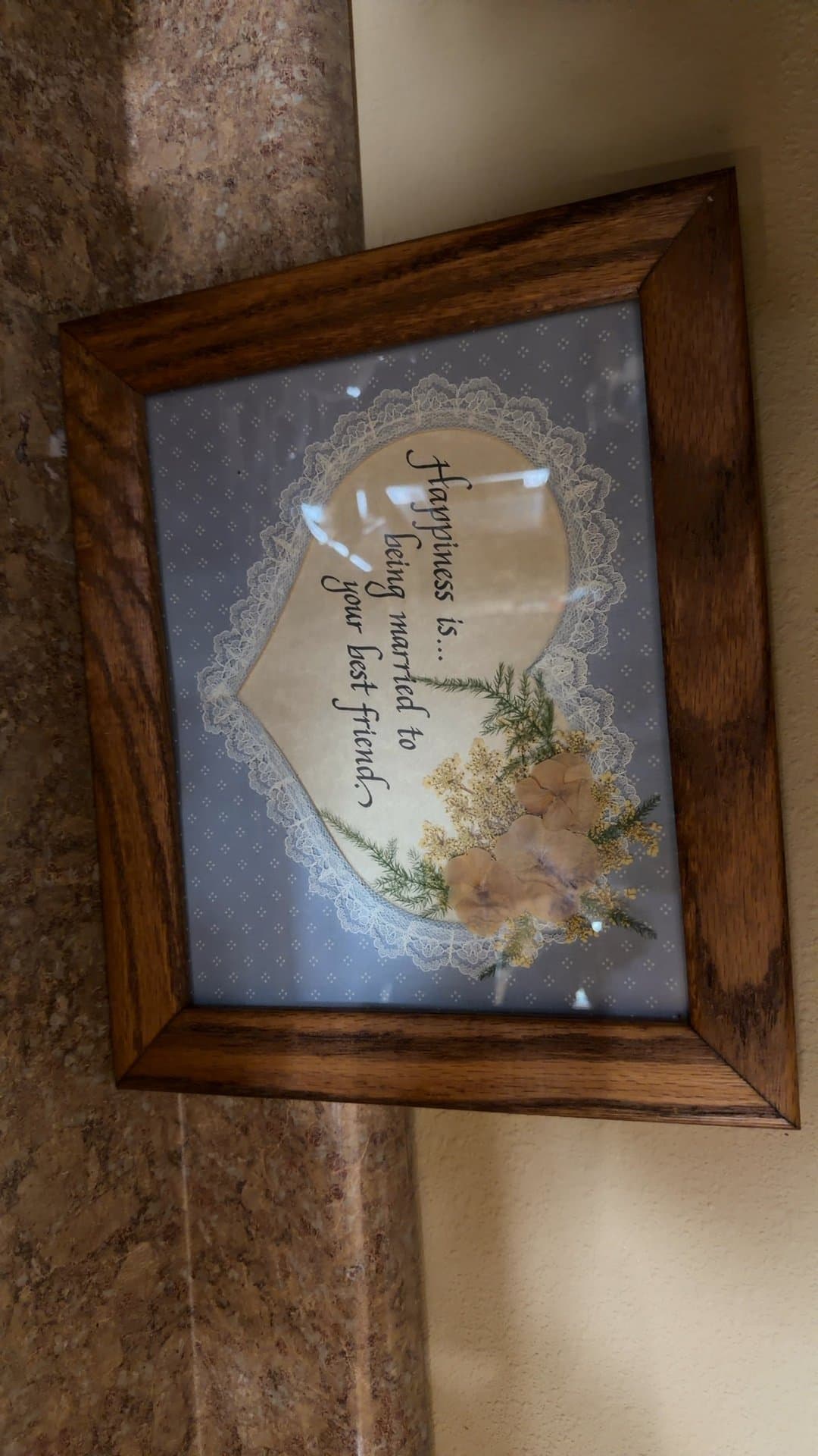 Framed Inspirational Quote with Dried Flowers - Image 1