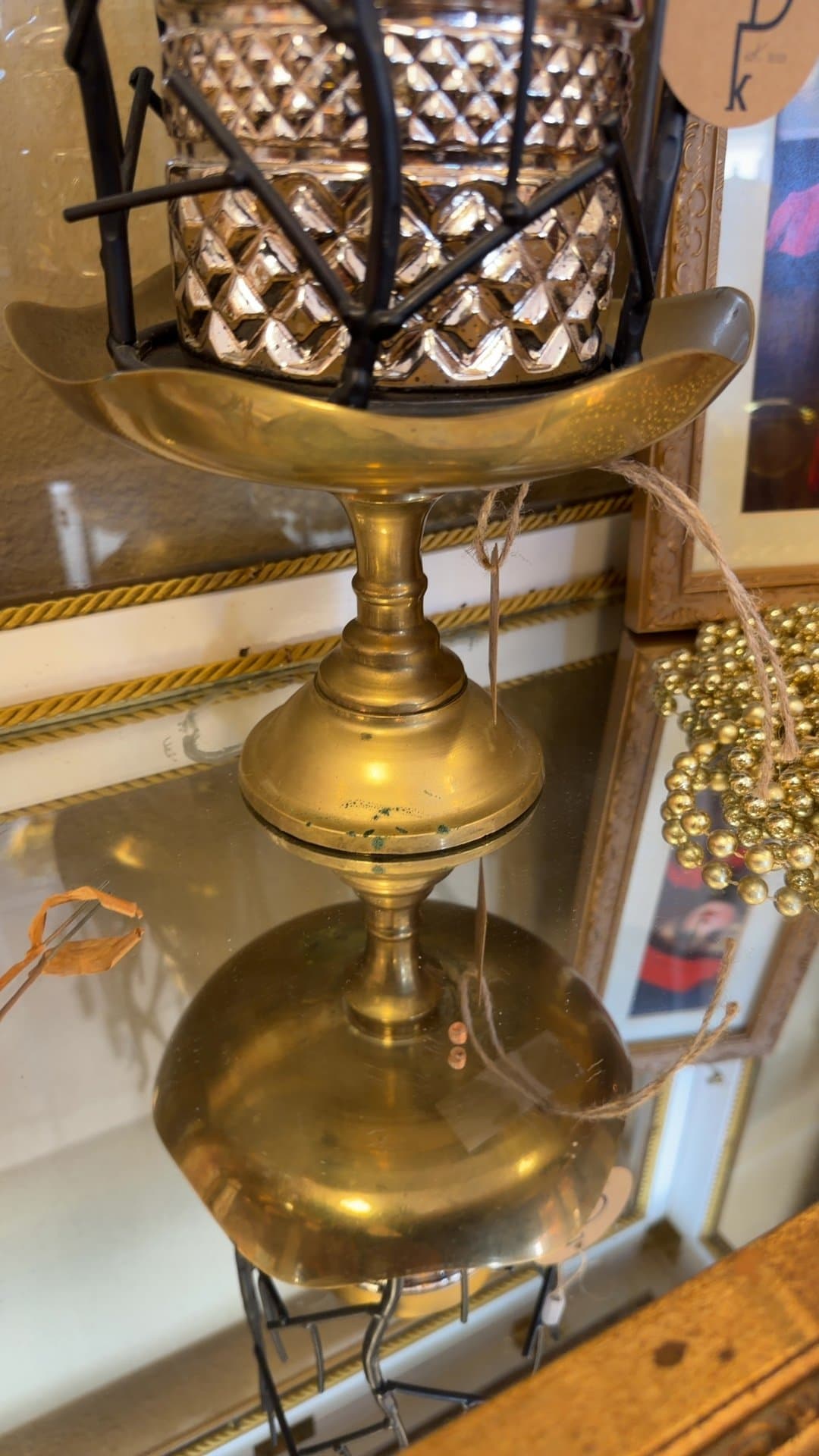 Vintage Brass Pedestal Candy Dish - Image 1