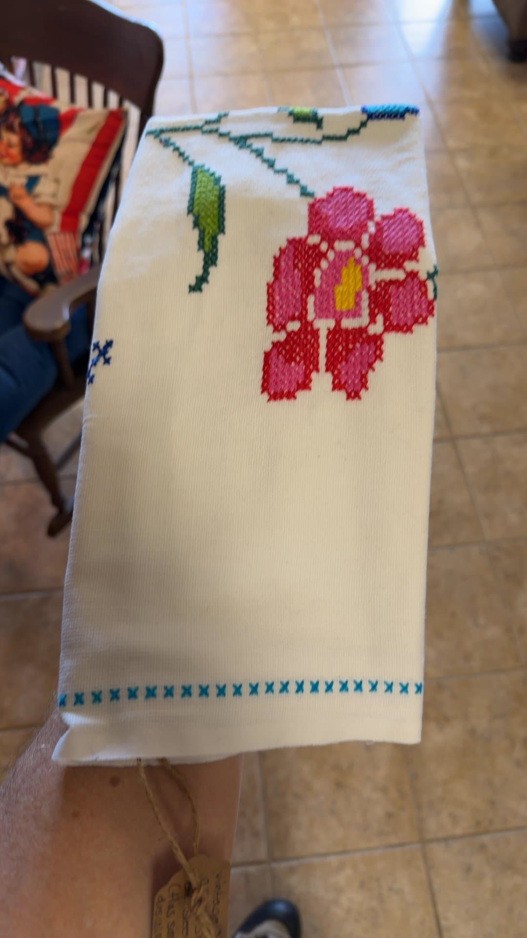 Vintage Embroidered Pillow Sham - Image 1