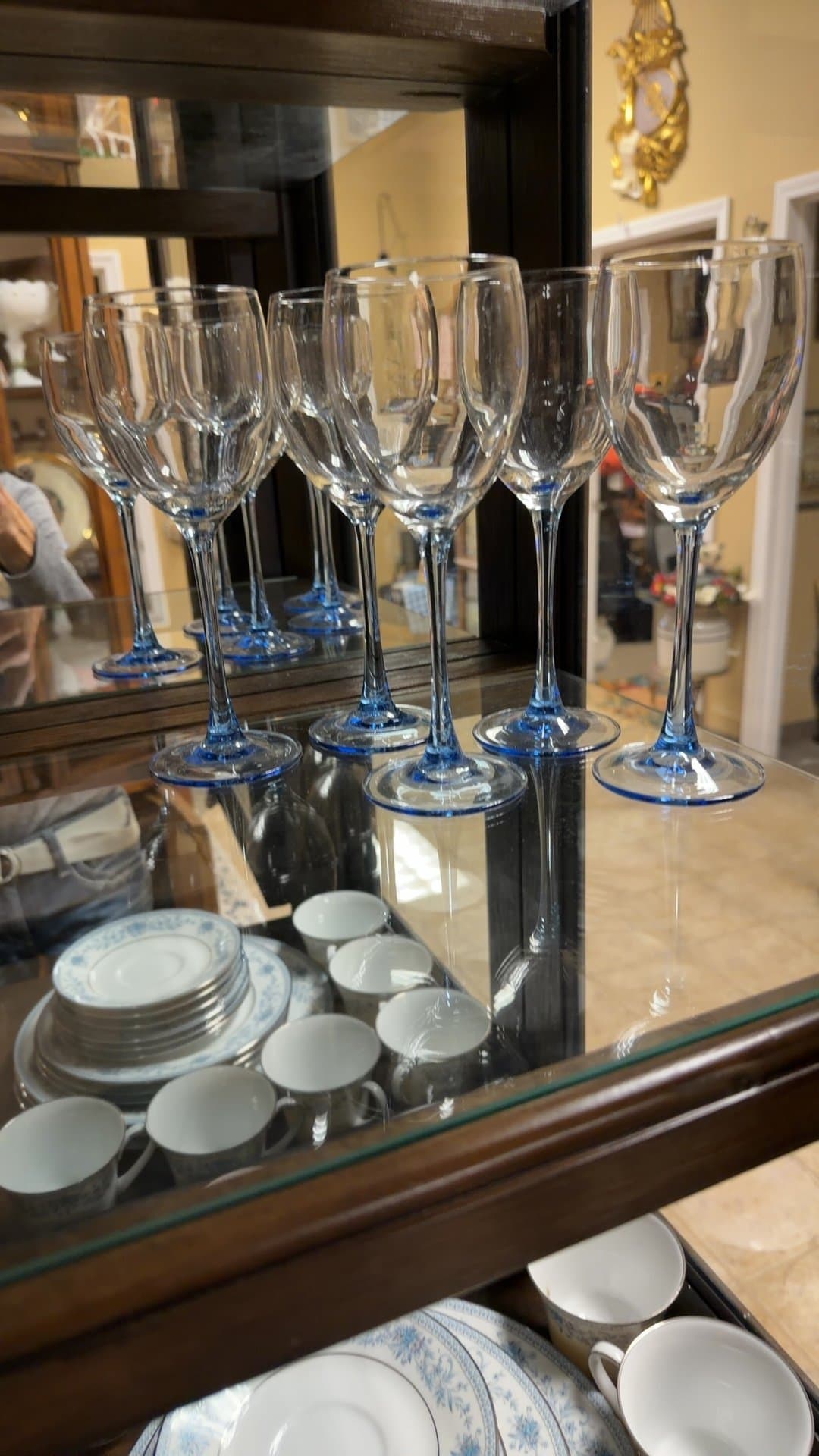 5-Luminarc A'zur (Cristal d' Arques-Durand) Fluted Blue Stem Glasses - Image 1
