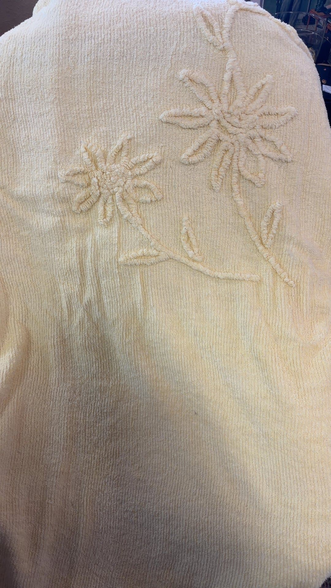 Vintage Chenille Bedspread with Floral Design - Image 1