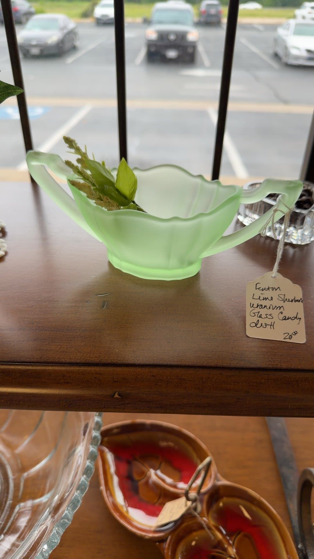 Fenton Lime Sherbet Uranium Glass Candy Dish - Image 1